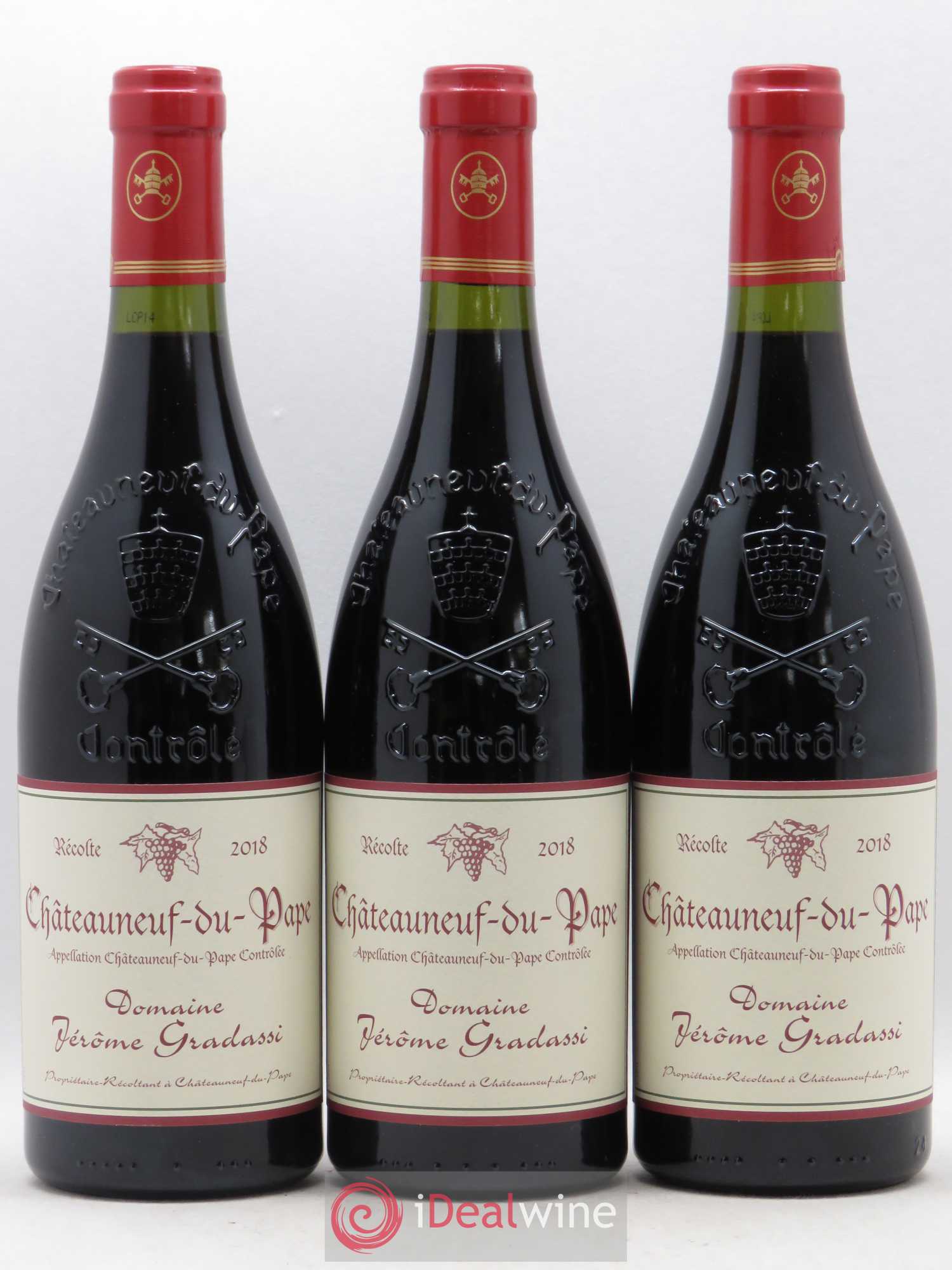 Châteauneuf-du-Pape Jerôme Gradassi (sans prix de reserve) 2018 - Posten von 3 Flaschen - 0