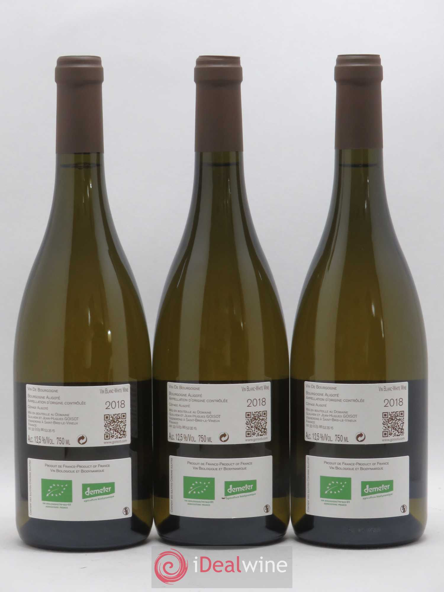 Bourgogne Aligoté Domaine Goisot (sans prix de réserve) 2018 - Posten von 3 Flaschen - 1