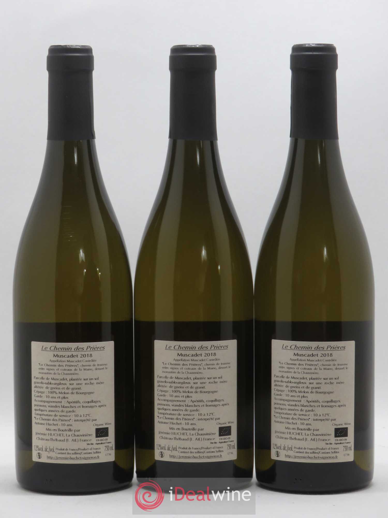 Muscadet Chemin des Prières Domaine de la Chauvinière (Jérémie Huchet) 2018 - Lot de 3 bouteilles - 1