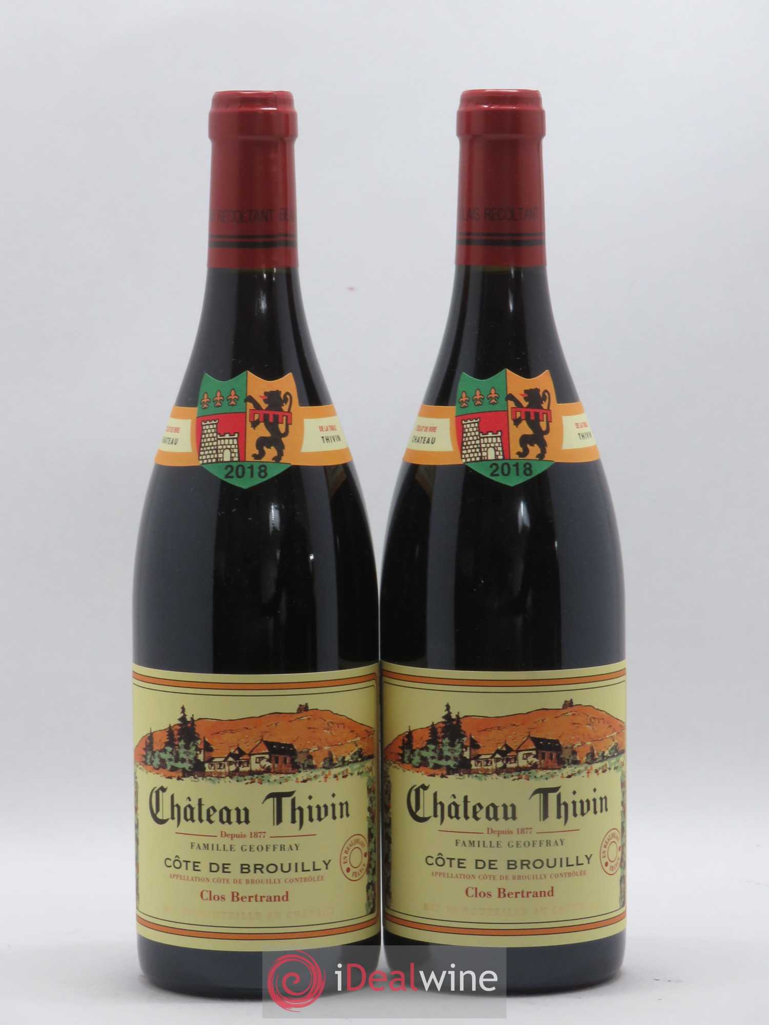 Côte de Brouilly Clos Bertrand Château Thivin (sans prix de réserve) 2018 - Lot de 2 bouteilles - 0