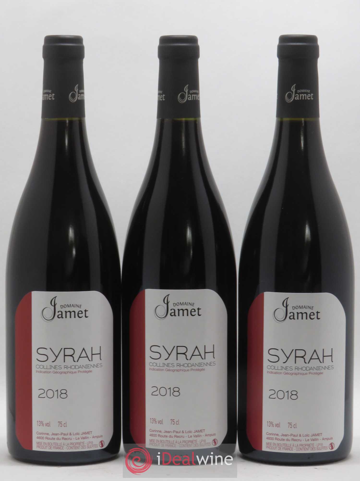 Collines Rhodaniennes Syrah Jamet (Domaine) (sans prix de réserve) 2018 - Lot de 3 bouteilles - 0