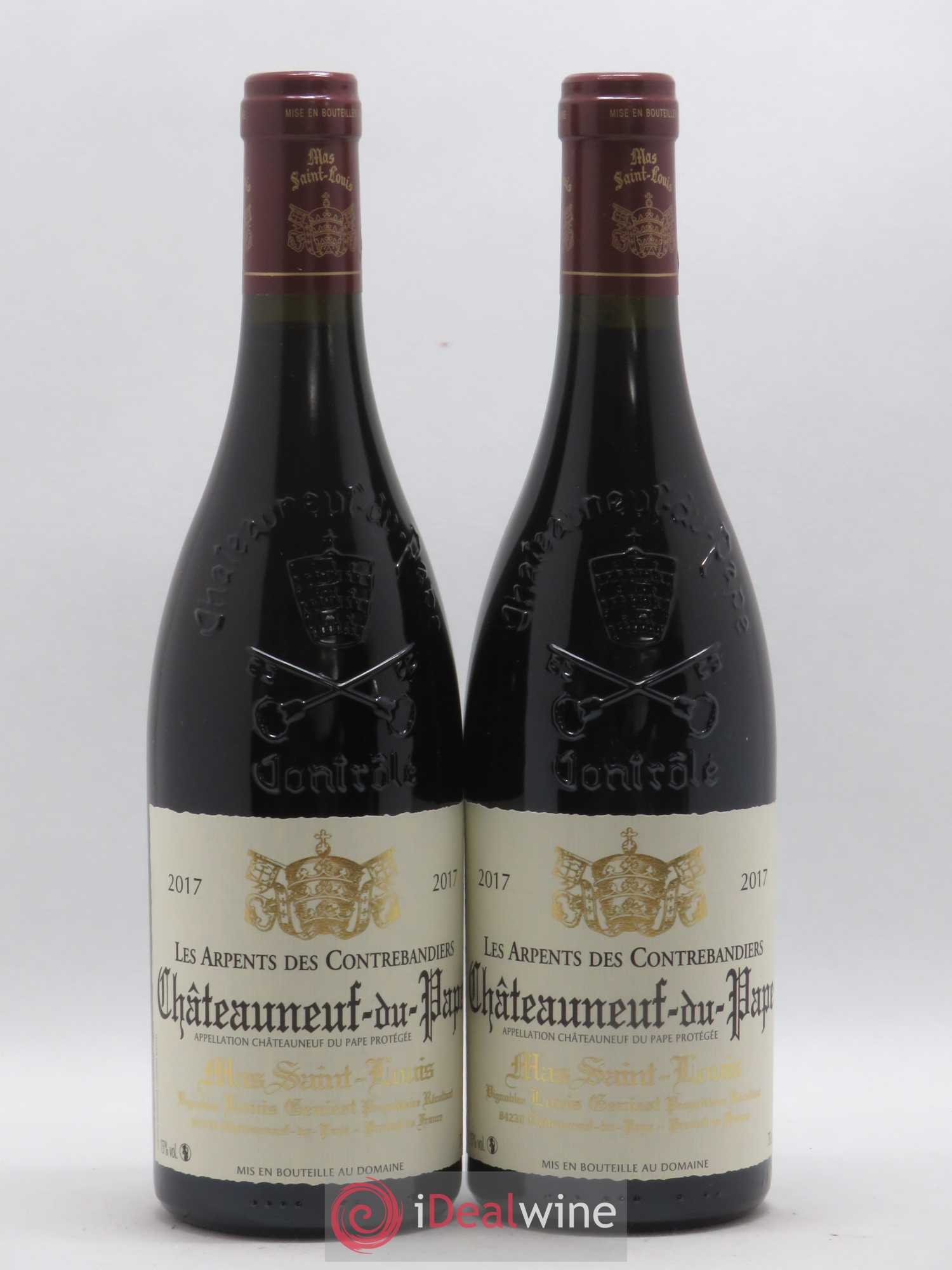 Châteauneuf-du-Pape Les Arpents des Contrebandiers Mas Saint-Louis 2017 - Lot de 2 bouteilles - 0