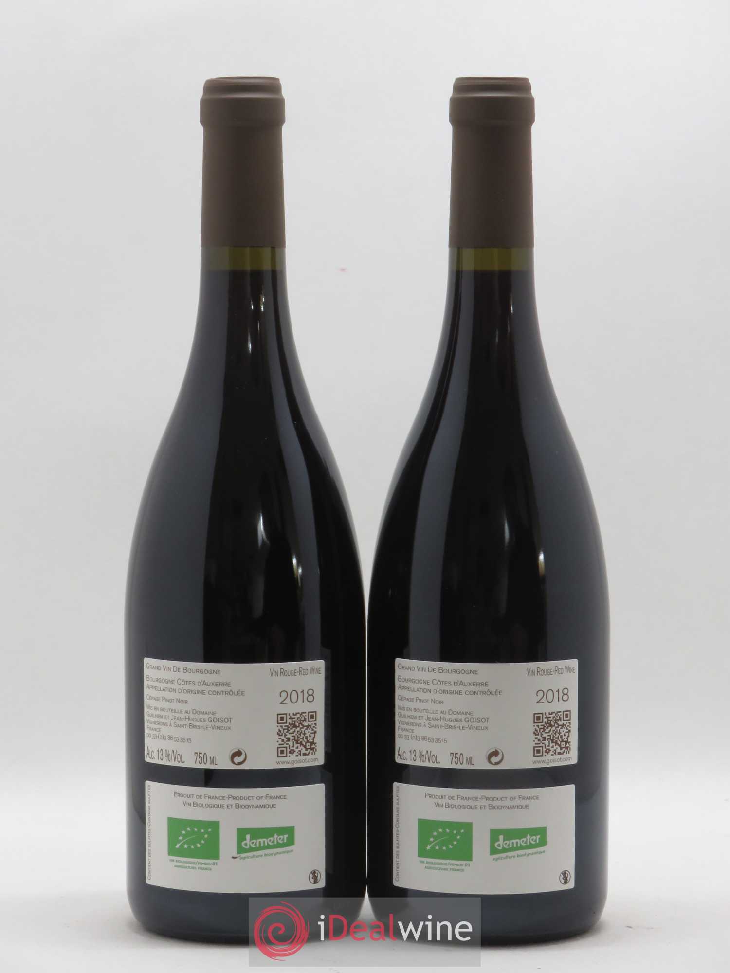 Bourgogne Côtes d'Auxerre Domaine Goisot (sans prix de réserve) 2018 - Posten von 2 Flaschen - 1