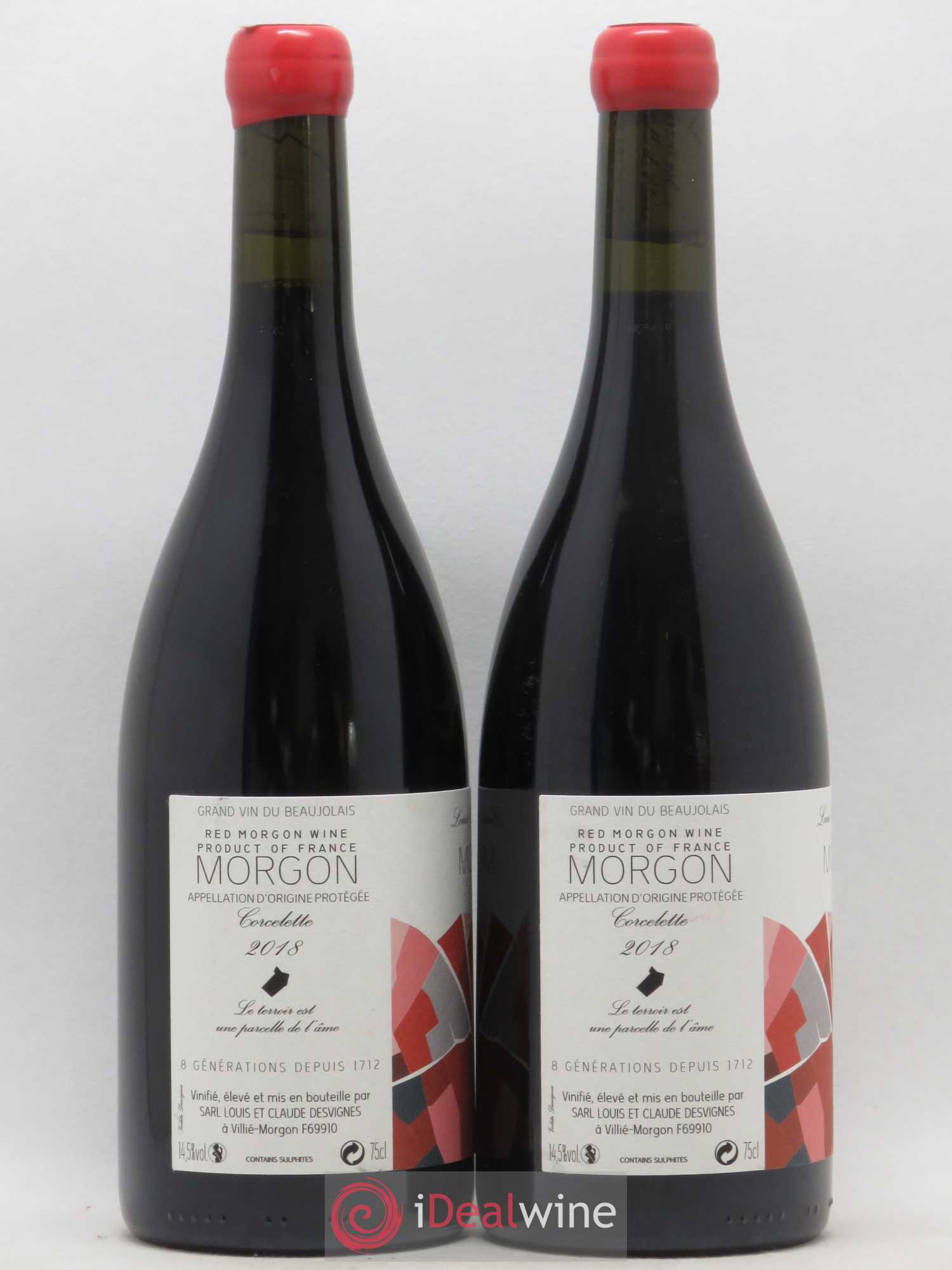 Morgon Corcelette Louis-Claude Desvignes (sans prix de réserve) 2018 - Lot de 2 bouteilles - 1