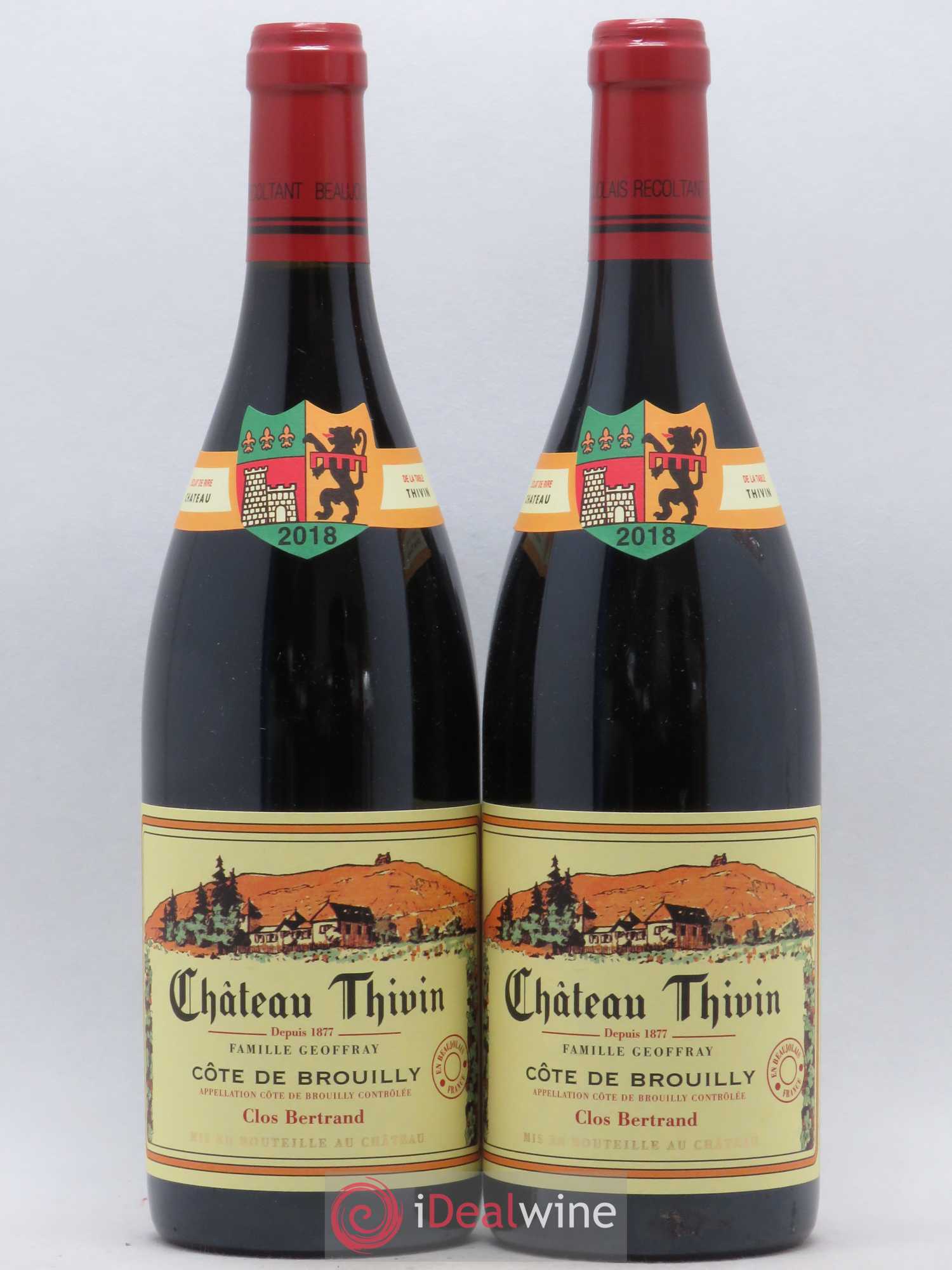 Côte de Brouilly Clos Bertrand Château Thivin (sans prix de réserve) 2018 - Lot de 2 bouteilles - 0