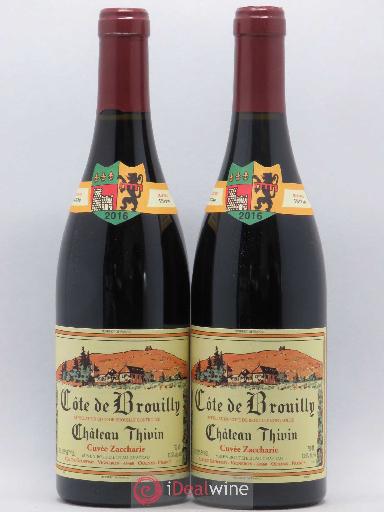 Côte de Brouilly Cuvée Zaccharie Château Thivin 2016 - Lot de 2 bouteilles - 0