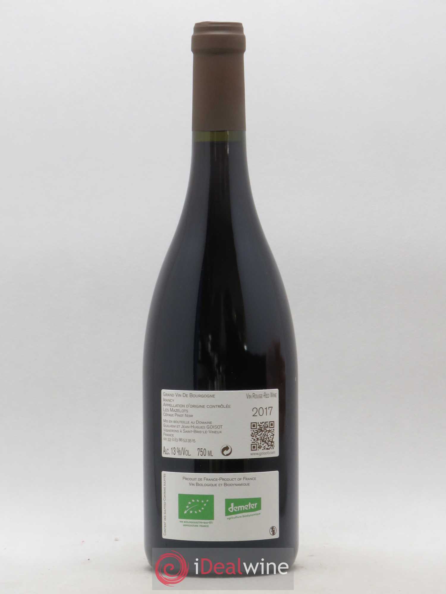 Irancy Les Mazelots Domaine Goisot (sans prix de réserve) 2017 - Posten von 1 Flasche - 1