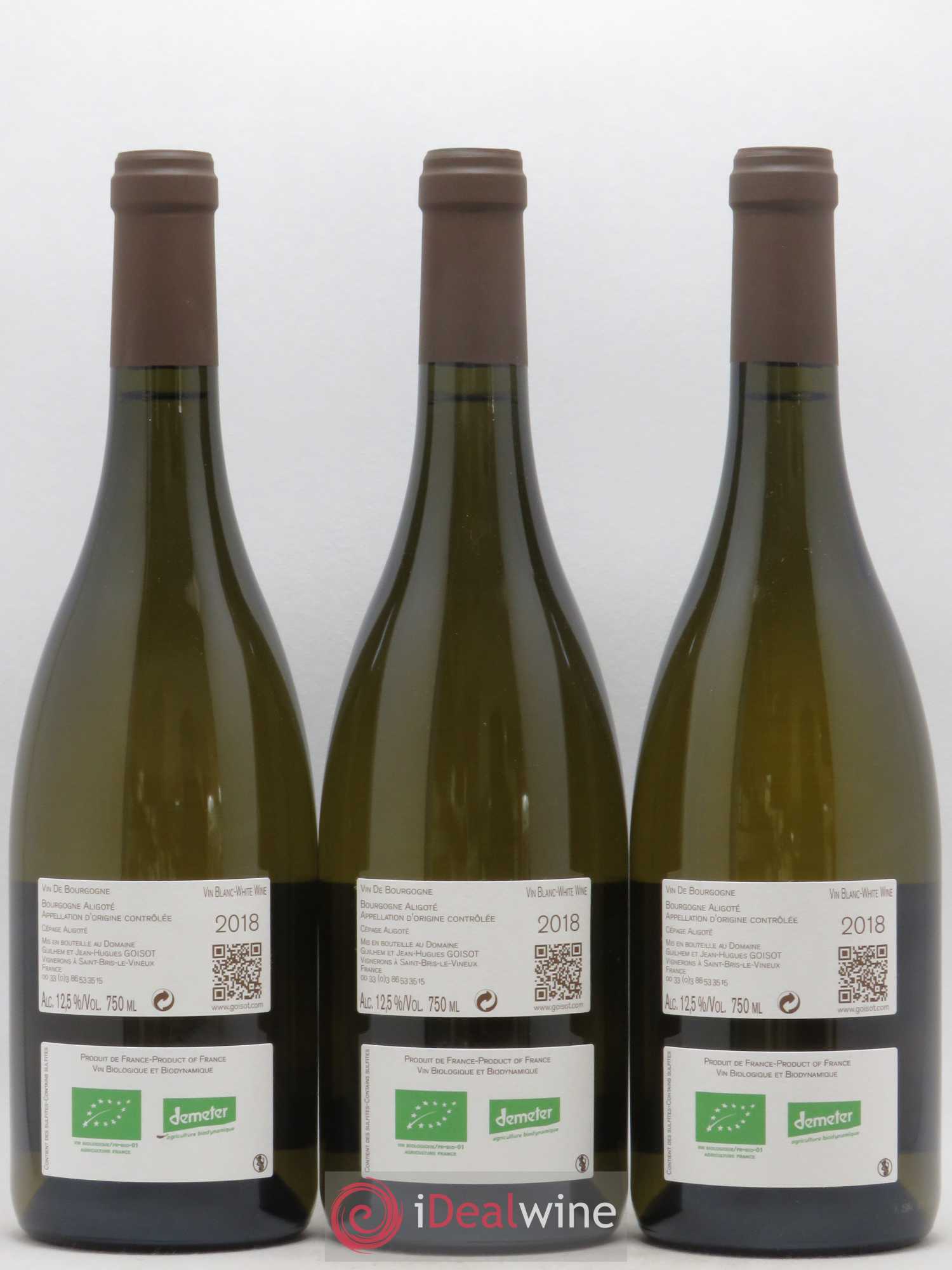 Bourgogne aligoté Domaine Goisot (sans prix de réserve) 2018 - Posten von 3 Flaschen - 1