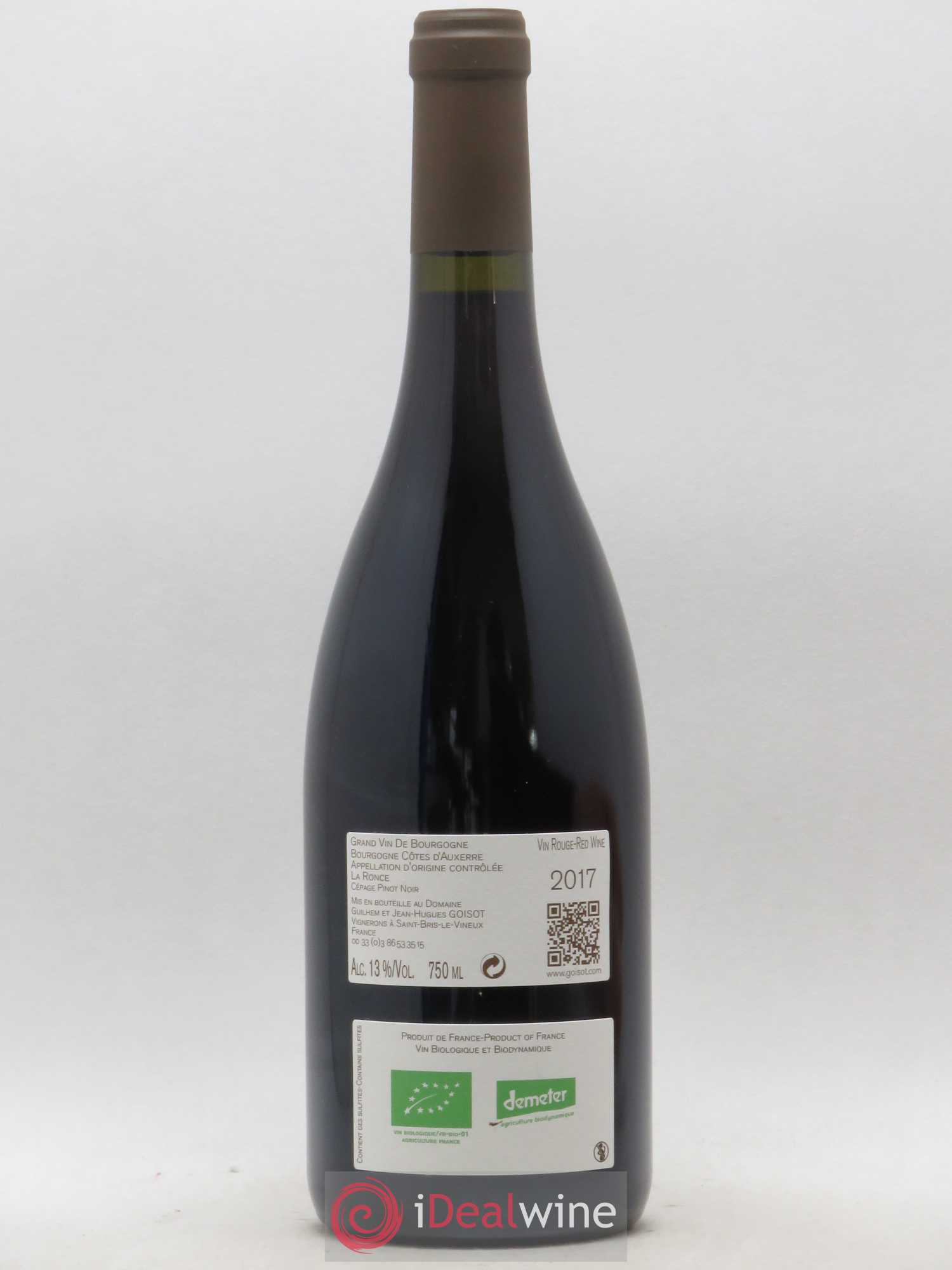 Bourgogne Côtes d'Auxerre La Ronce Goisot  (sans prix de réserve) 2017 - Lot de 1 bouteille - 1