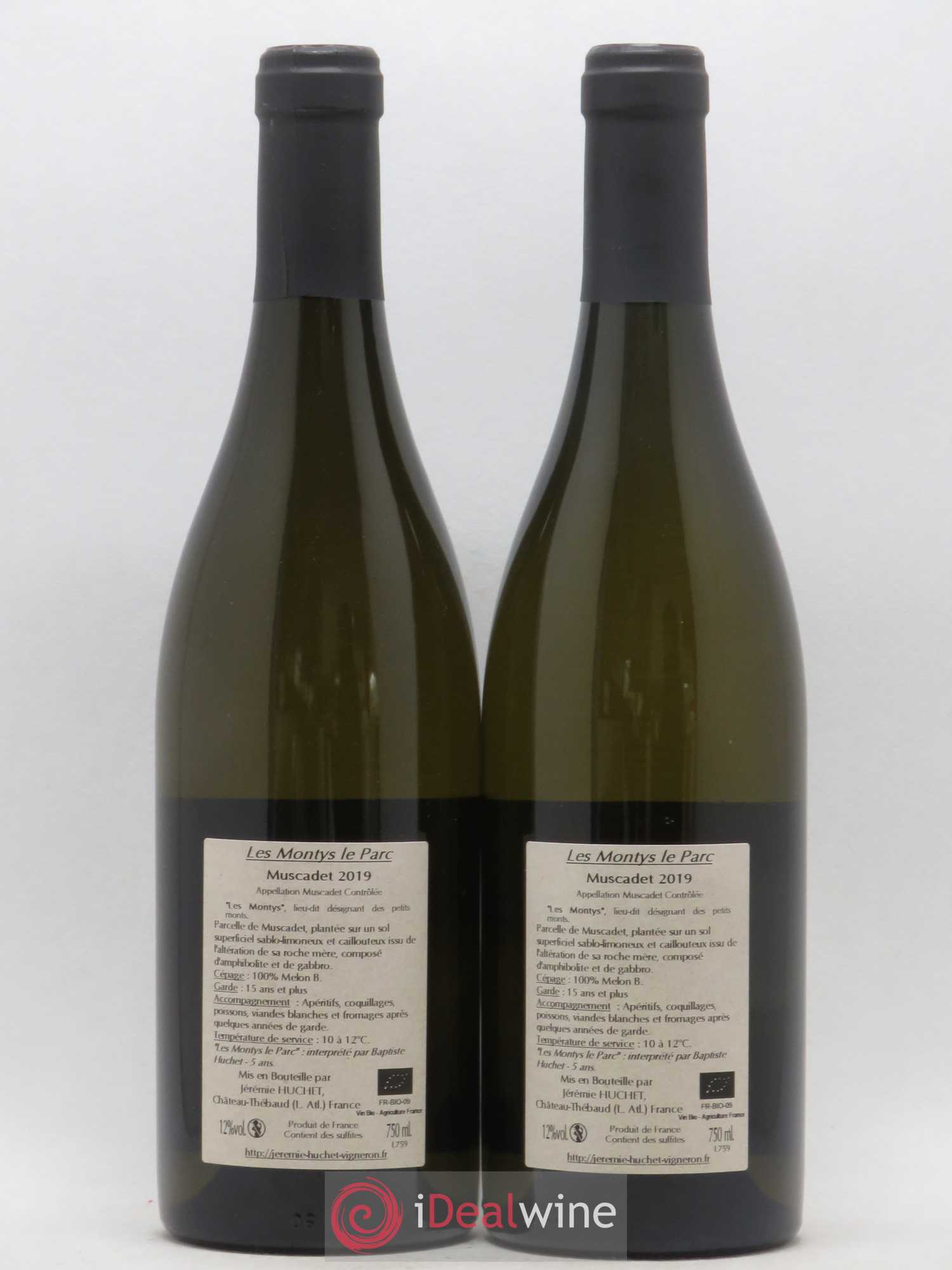 Muscadet Les Montys Le Parc Domaine de la Chauvinière Jérémie Huchet (sans prix de réserve) 2019 - Lot de 2 bouteilles - 1