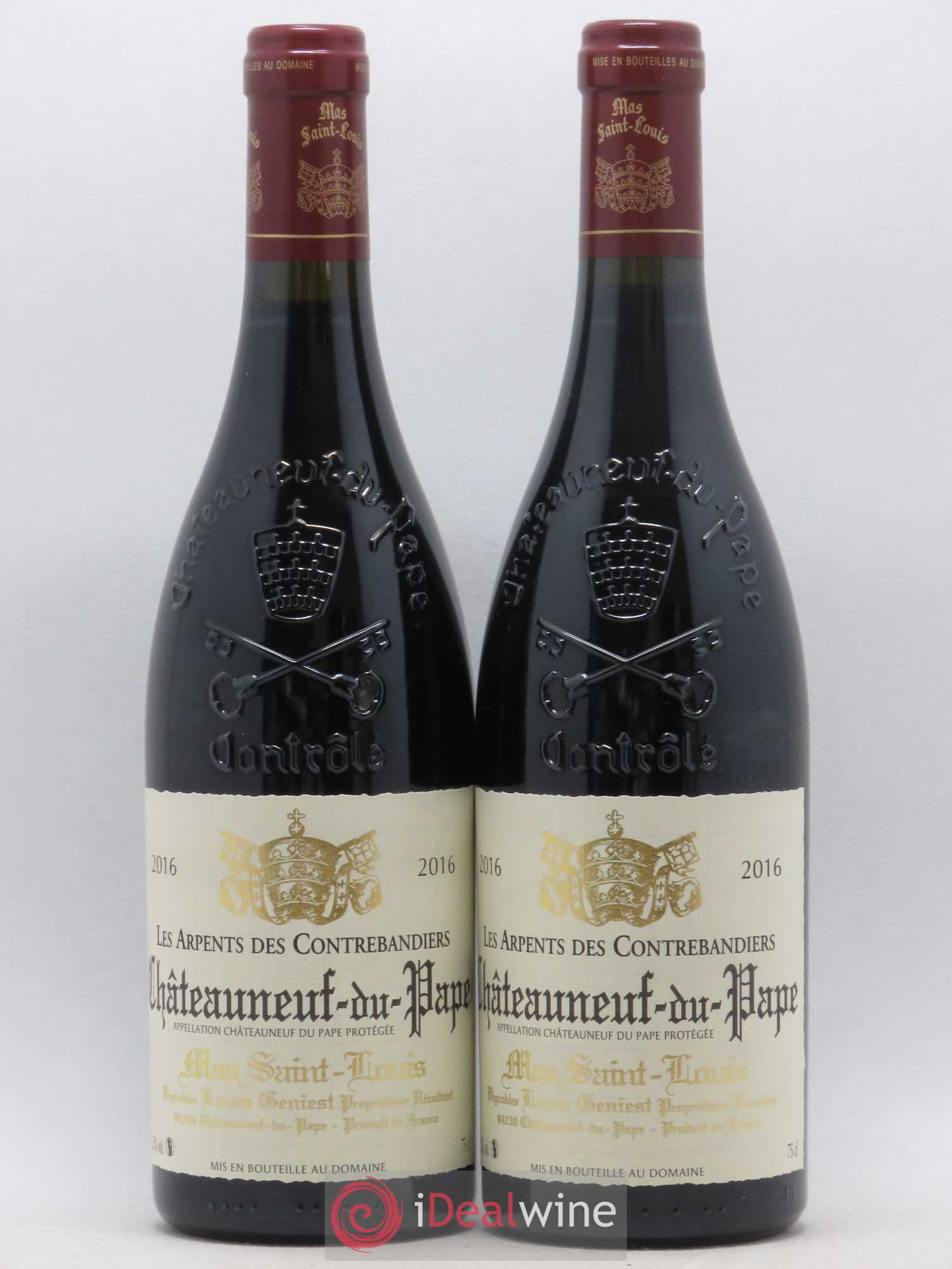 Châteauneuf-du-Pape Les Arpents des Contrebandiers Mas Saint-Louis 2016 - Lot de 2 bouteilles - 0