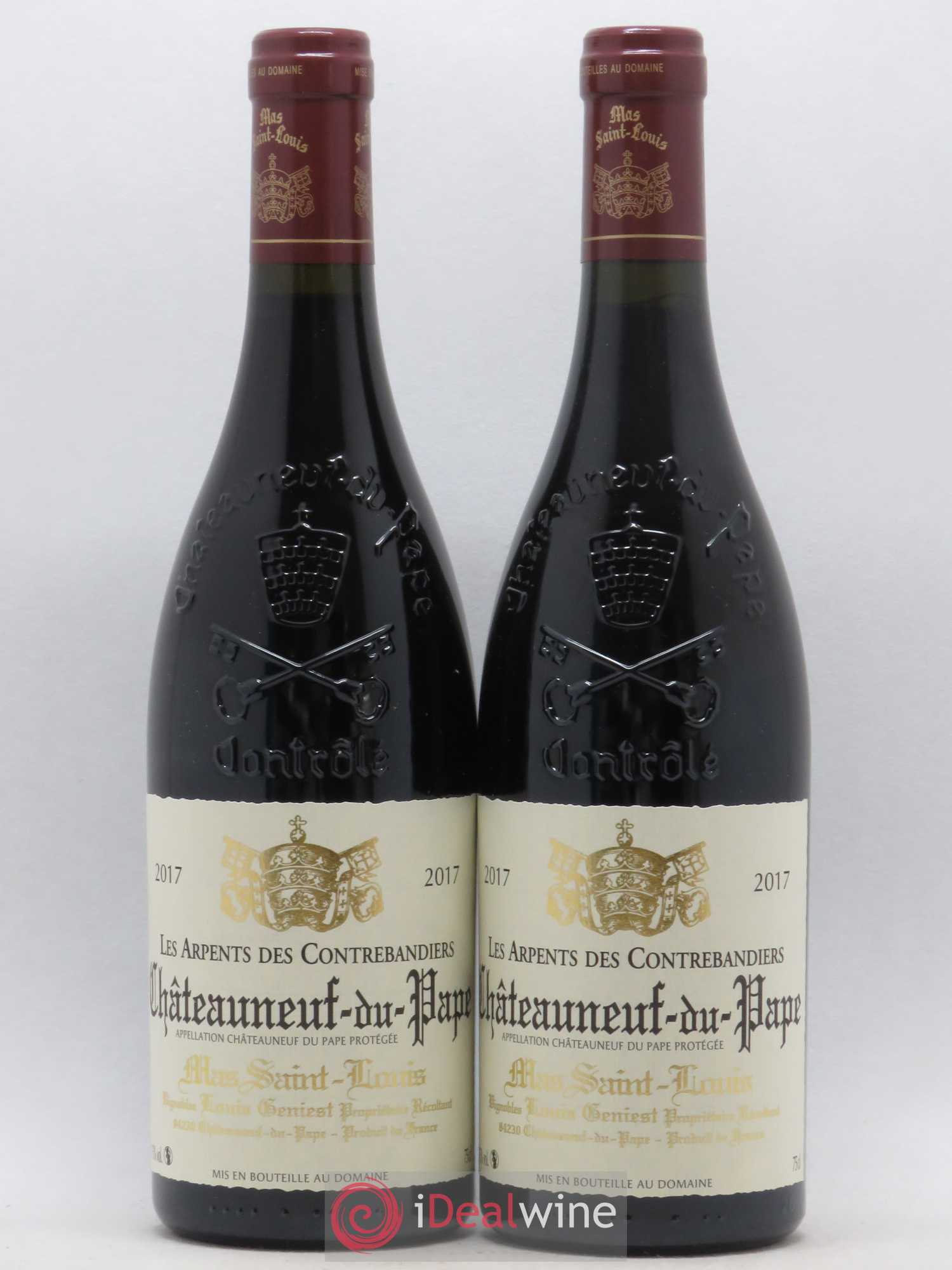 Châteauneuf-du-Pape Les Arpents des Contrebandiers Mas Saint-Louis 2017 - Lot de 2 bouteilles - 0