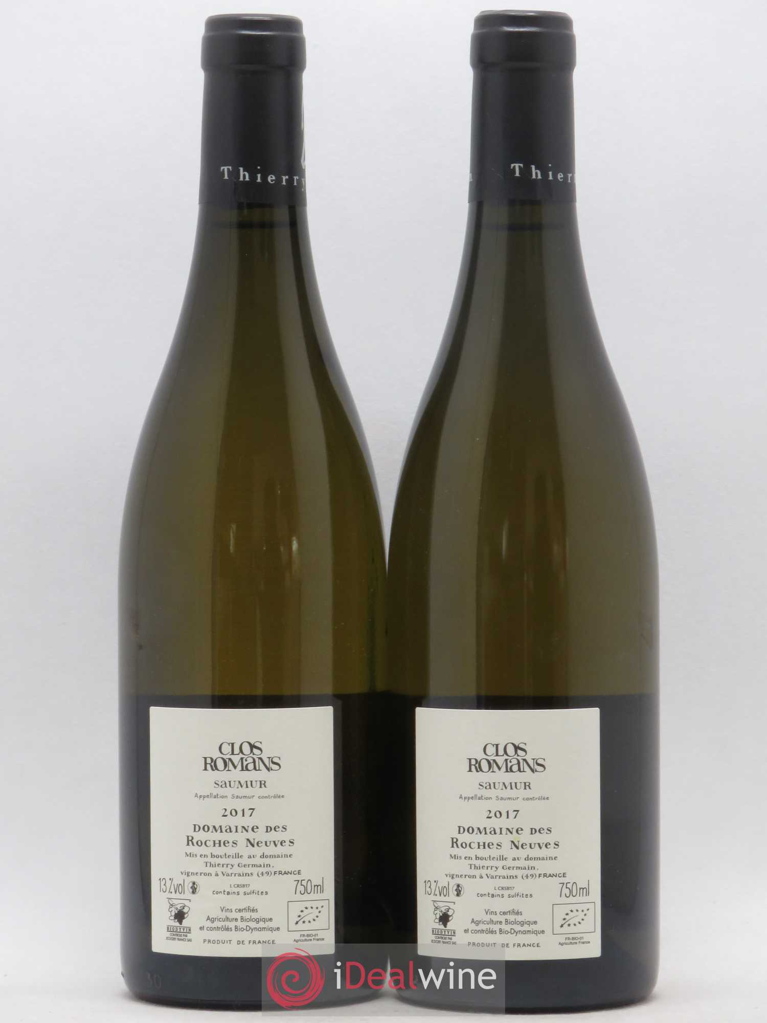 Saumur Clos Romans Domaine des Roches Neuves - Thierry Germain (sans prix de réserve) 2017 - Lot de 2 bouteilles - 1