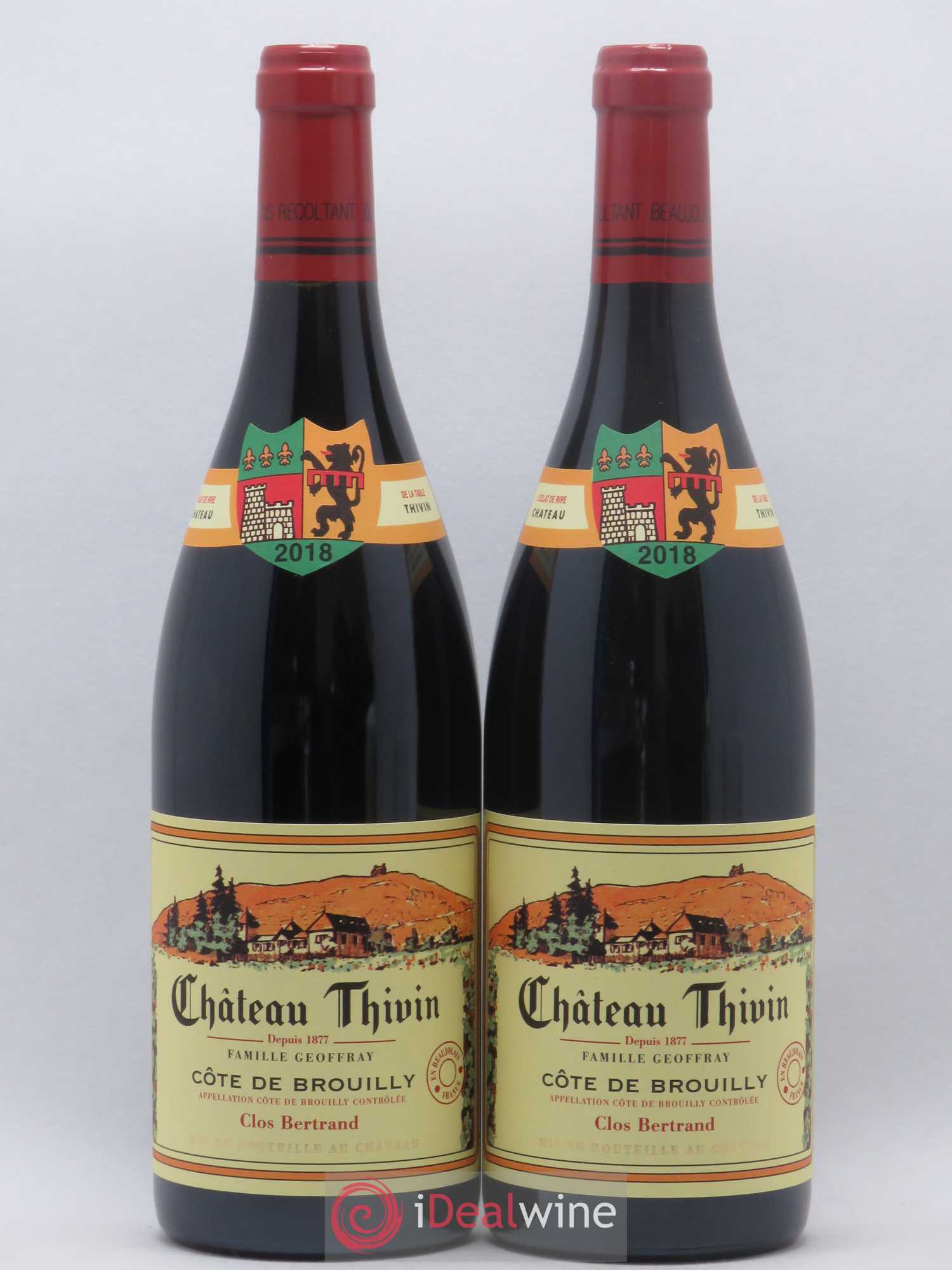 Côte de Brouilly Clos Bertrand Château Thivin (sans prix de réserve) 2018 - Lot de 2 bouteilles - 0