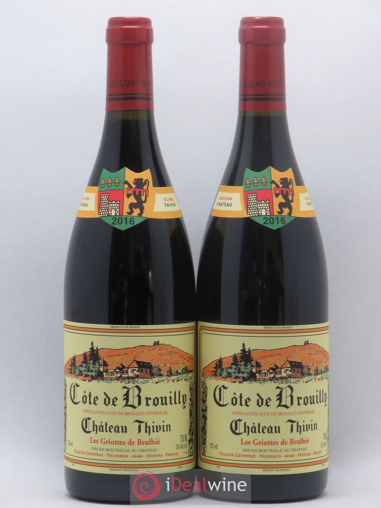 Côte de Brouilly Les Griottes de Brulhié Château Thivin 2016 - Lot de 2 bouteilles - 0