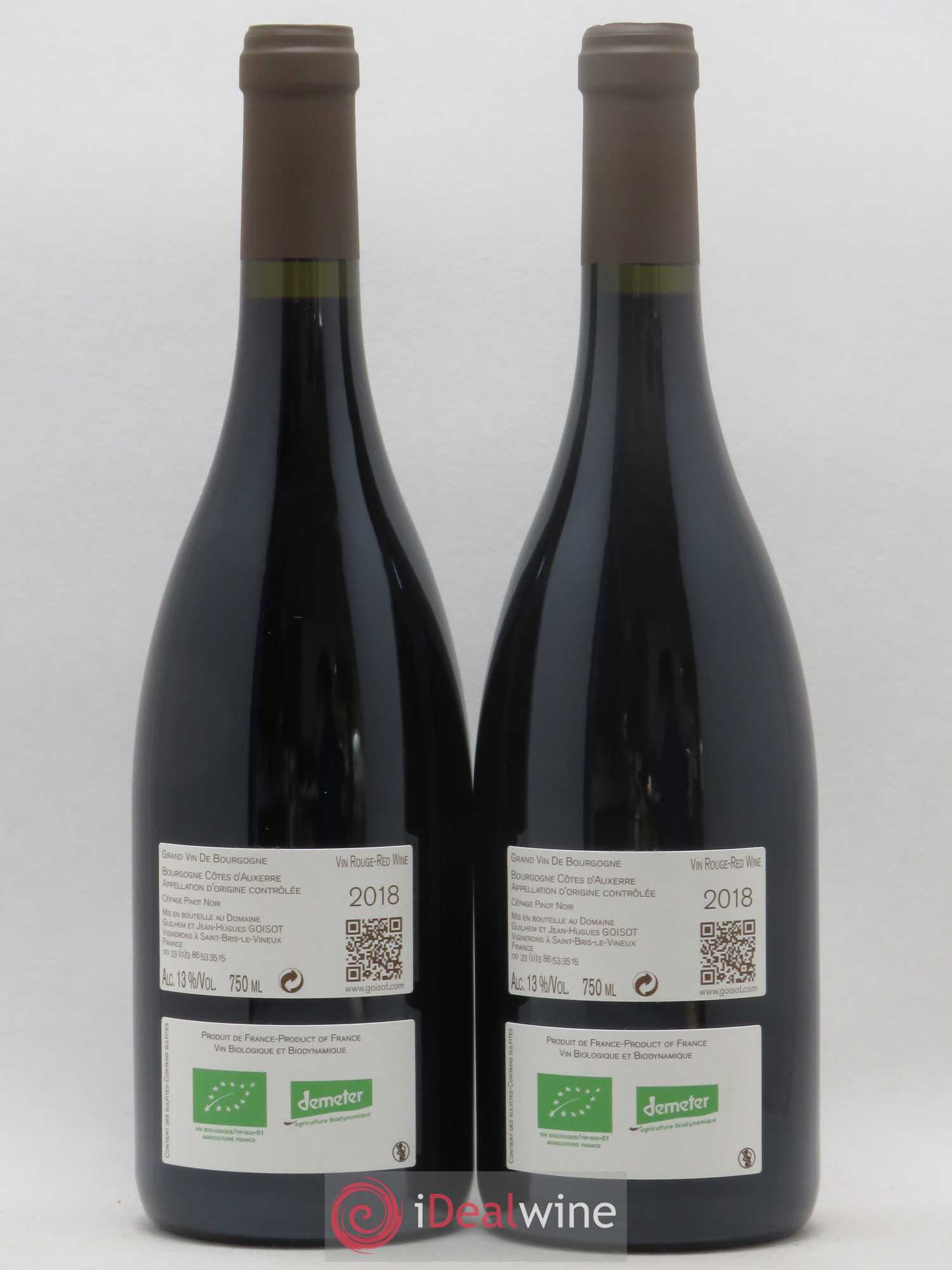 Bourgogne Côtes d'Auxerre Domaine Goisot (sans prix de réserve) 2018 - Posten von 2 Flaschen - 1