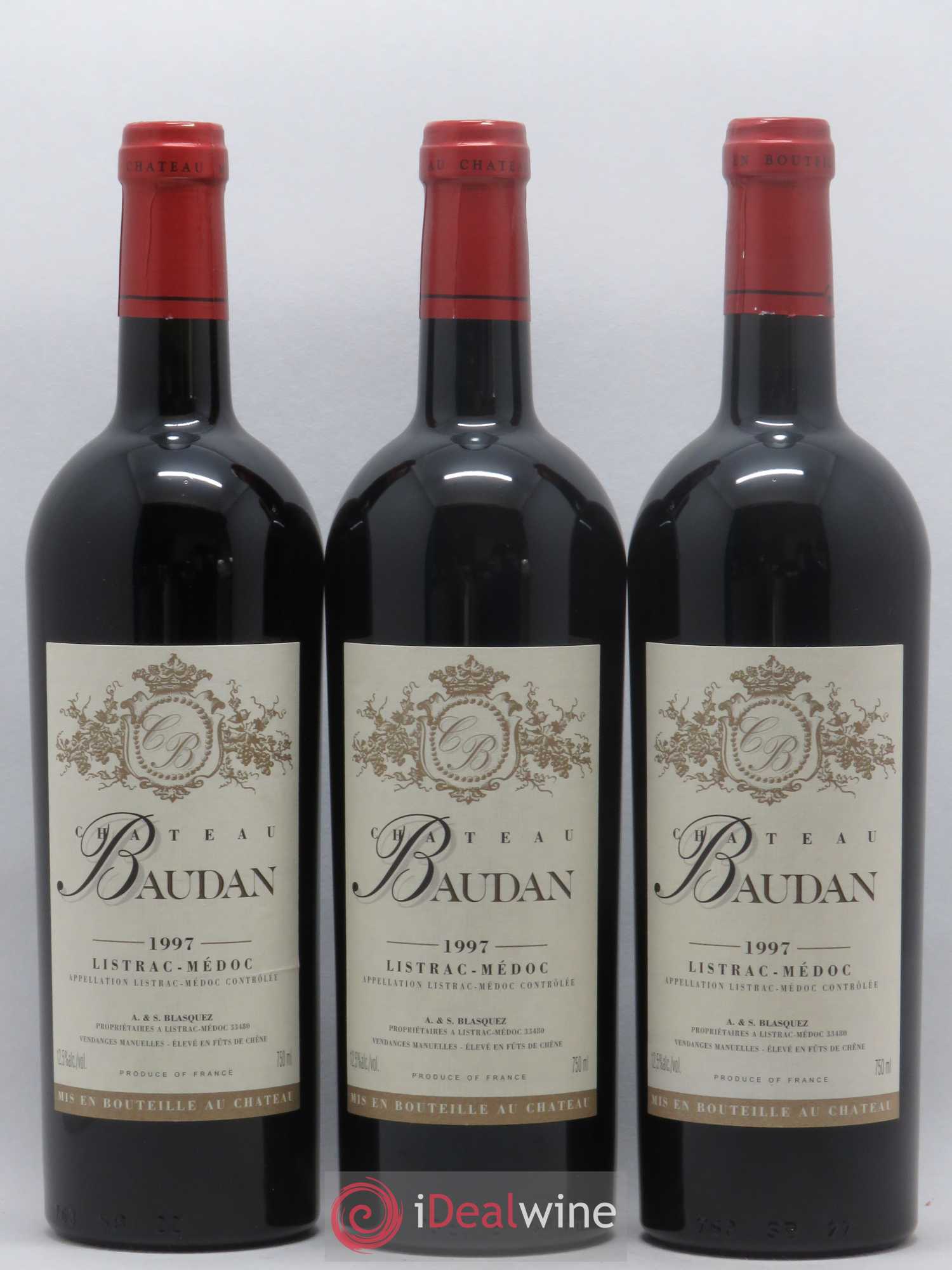 Listrac-Médoc Château Baudan (sans prix de réserve) 1997 - Posten von 3 Flaschen - 0