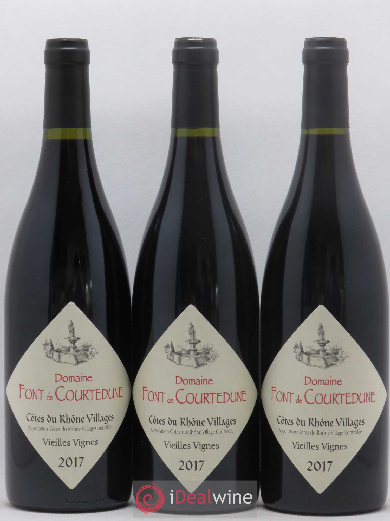 Côtes-du-Rhône Villages Vieilles Vignes Domaine Font de Courtedune (sans prix de réserve) 2017 - Posten von 3 Flaschen - 0