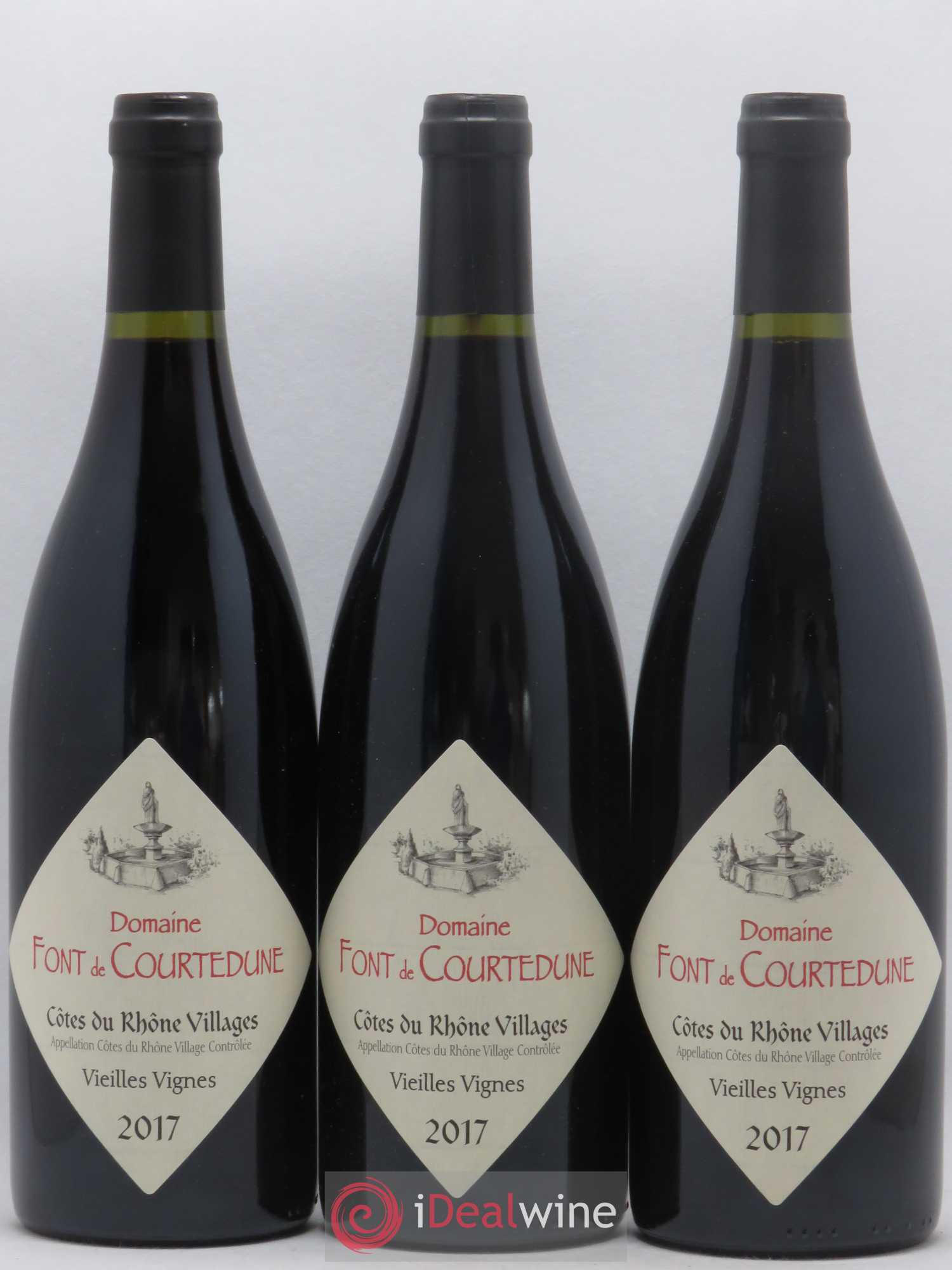 Côtes-du-Rhône Villages Vieilles Vignes Domaine Font de Courtedune (sans prix de réserve) 2017 - Posten von 3 Flaschen - 0