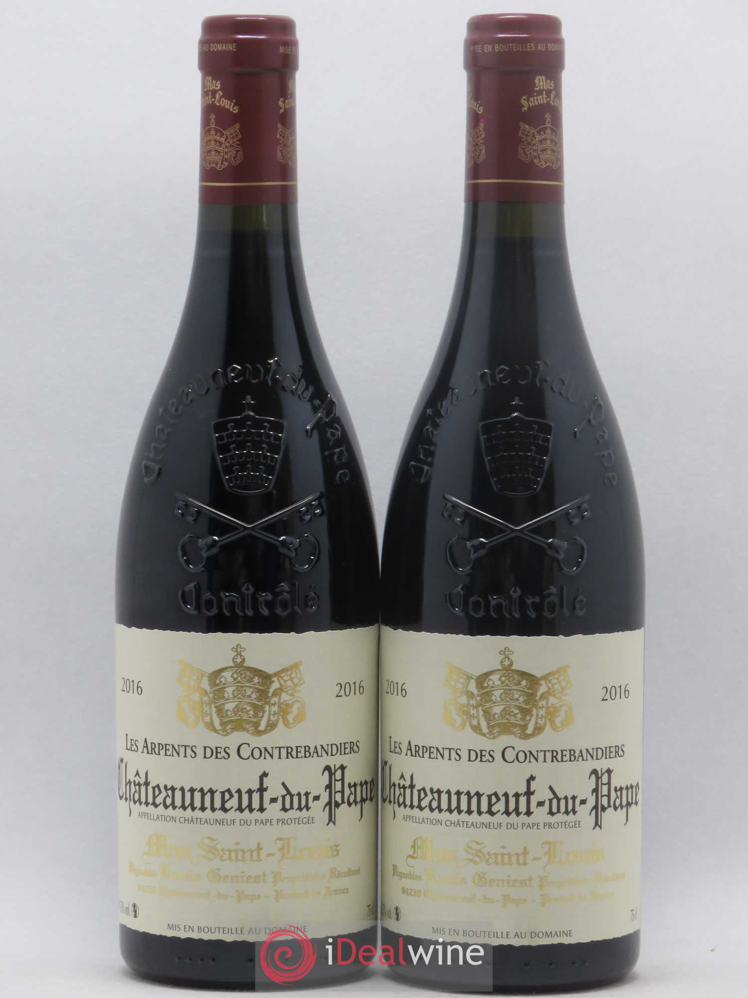 Châteauneuf-du-Pape Les Arpents des Contrebandiers Mas Saint-Louis 2016 - Lot de 2 bouteilles - 0