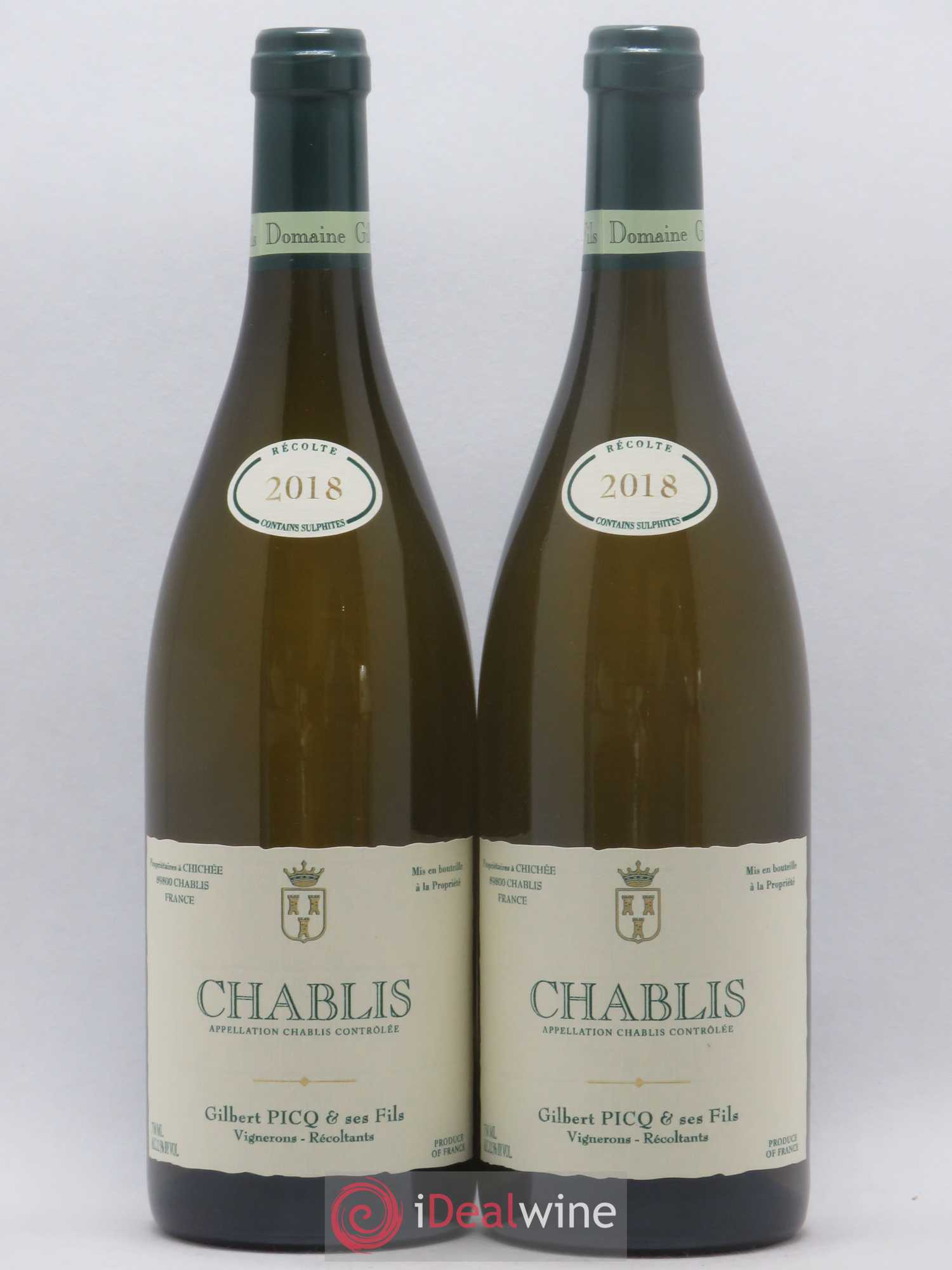 Chablis Gilbert Picq et Fils 2018 - Lot de 2 bouteilles - 0