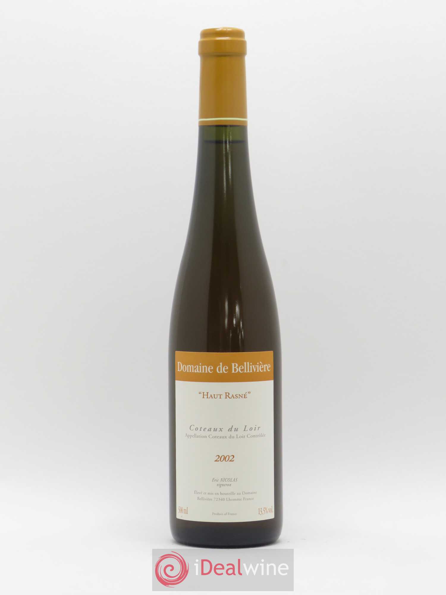 Val de Loire Coteaux du Loir Haut Rasné Domaine de Bellivière 50cl 2002 - Posten von 1 Flasche - 0