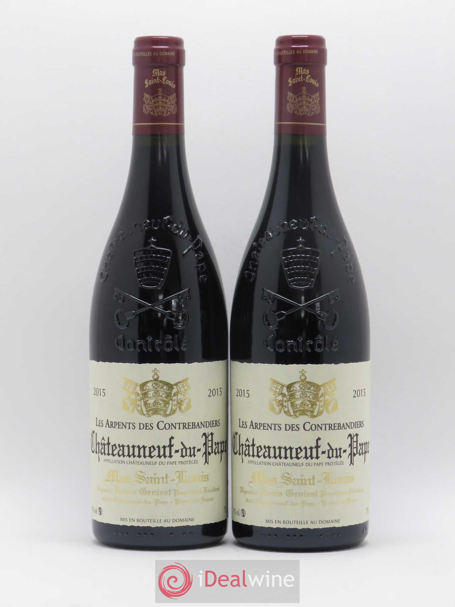 Châteauneuf-du-Pape Les Arpents des Contrebandiers Mas Saint-Louis (sans prix de réserve) 2015 - Lot de 2 bouteilles - 0
