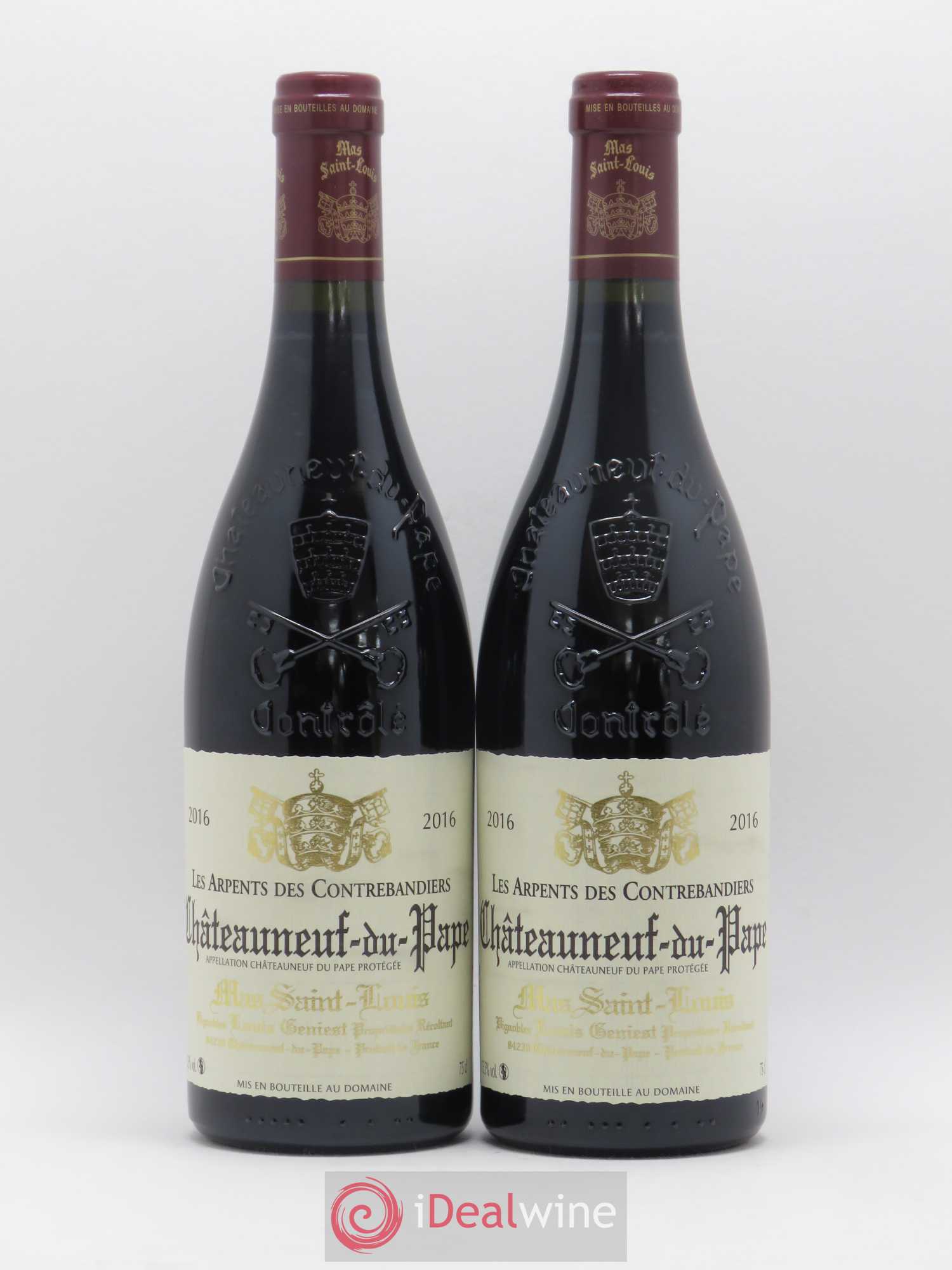 Châteauneuf-du-Pape Les Arpents des Contrebandiers Mas Saint-Louis 2016 - Lot de 2 bouteilles - 0
