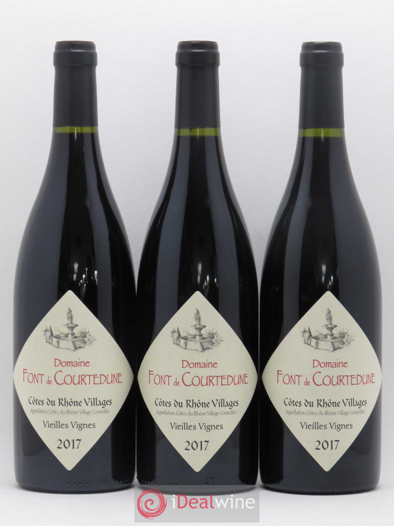 Côtes-du-Rhône Villages Domaine Font de Courtedune (sans prix de réserve) 2017 - Posten von 3 Flaschen - 0