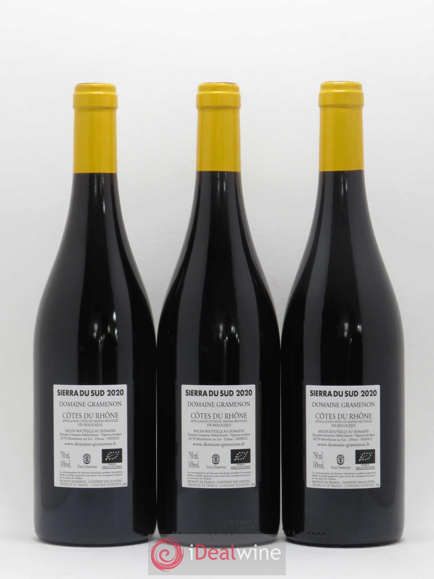 Côtes-du-Rhône Sierra du Sud Gramenon (Domaine)  (sans prix de réserve) 2020 - Lot de 3 bouteilles - 1
