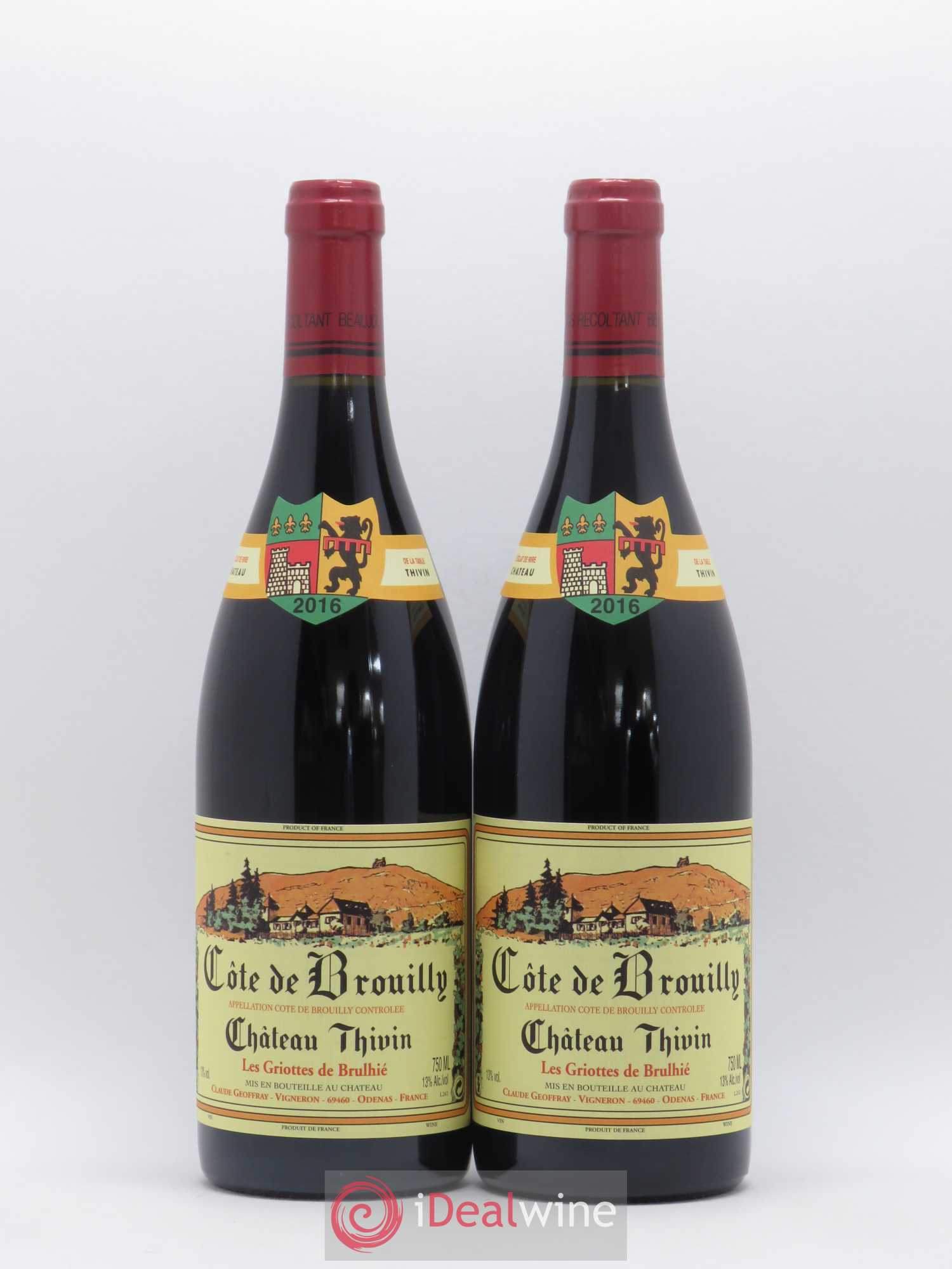 Côte de Brouilly Les Griottes de Brulhié Château Thivin 2016 - Lot de 2 bouteilles - 0