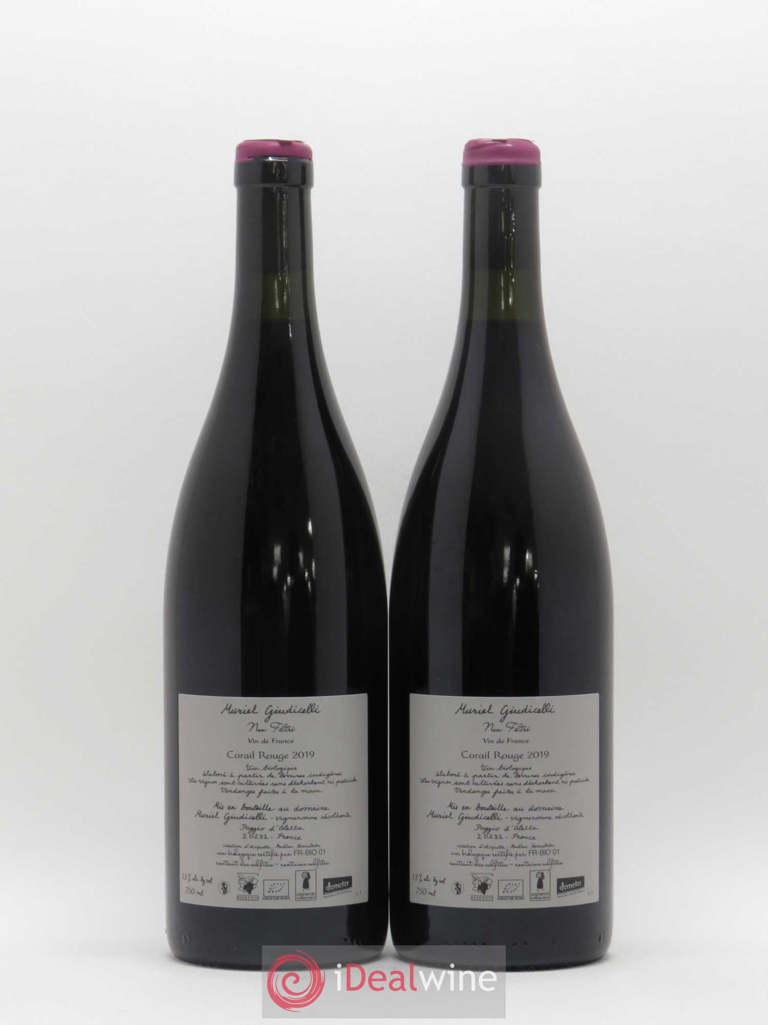 Vin de France Corail Domaine Giudicelli  (sans prix de réserve) 2019 - Lot de 2 bouteilles - 1