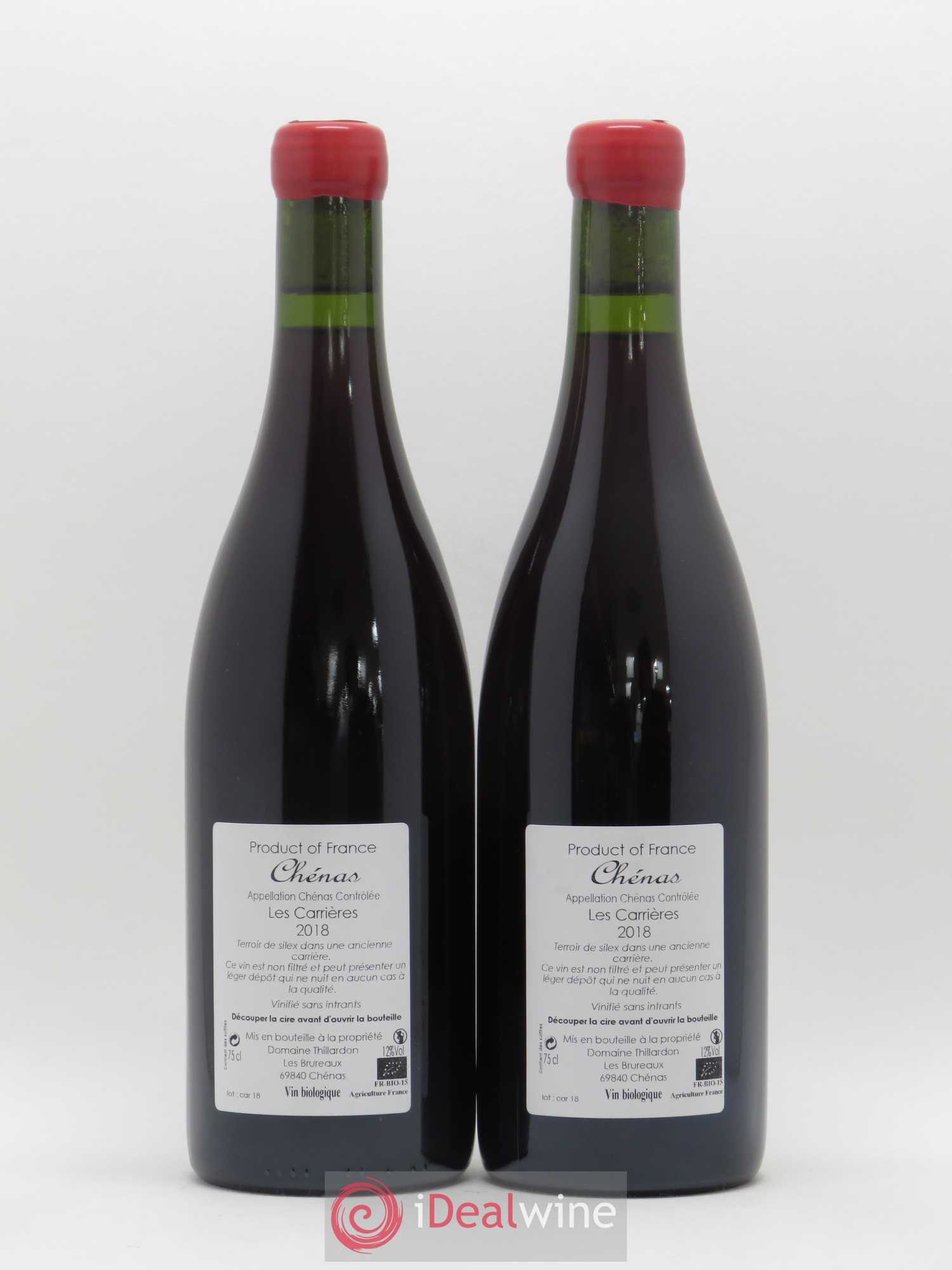 Chénas Les Carrières Domaine Thillardon (sans prix de réserve) 2018 - Lot de 2 bouteilles - 1