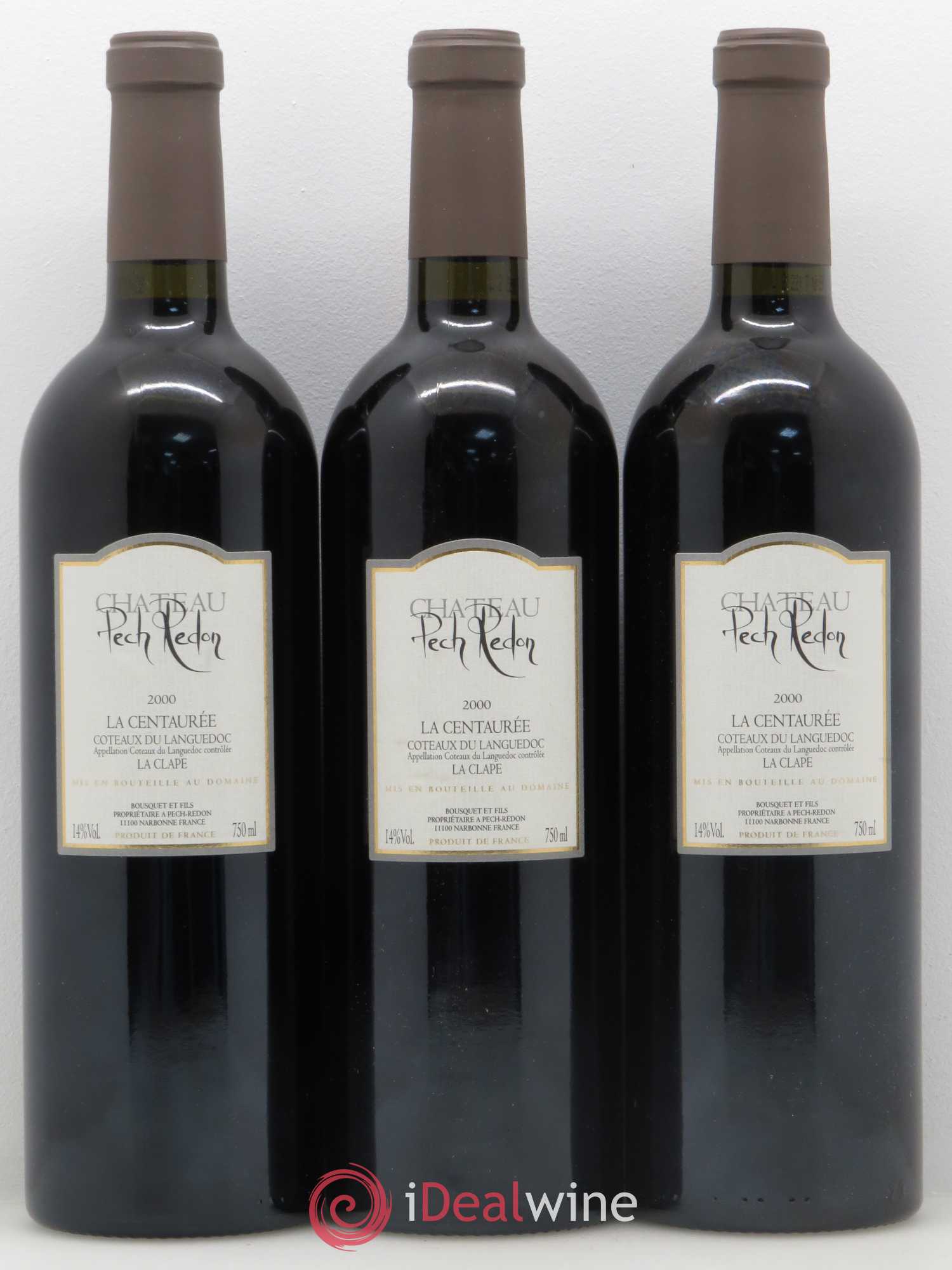 Coteaux du Languedoc La Clape Château Pech-Redon La Centaurée 2000 - Posten von 3 Flaschen - 0