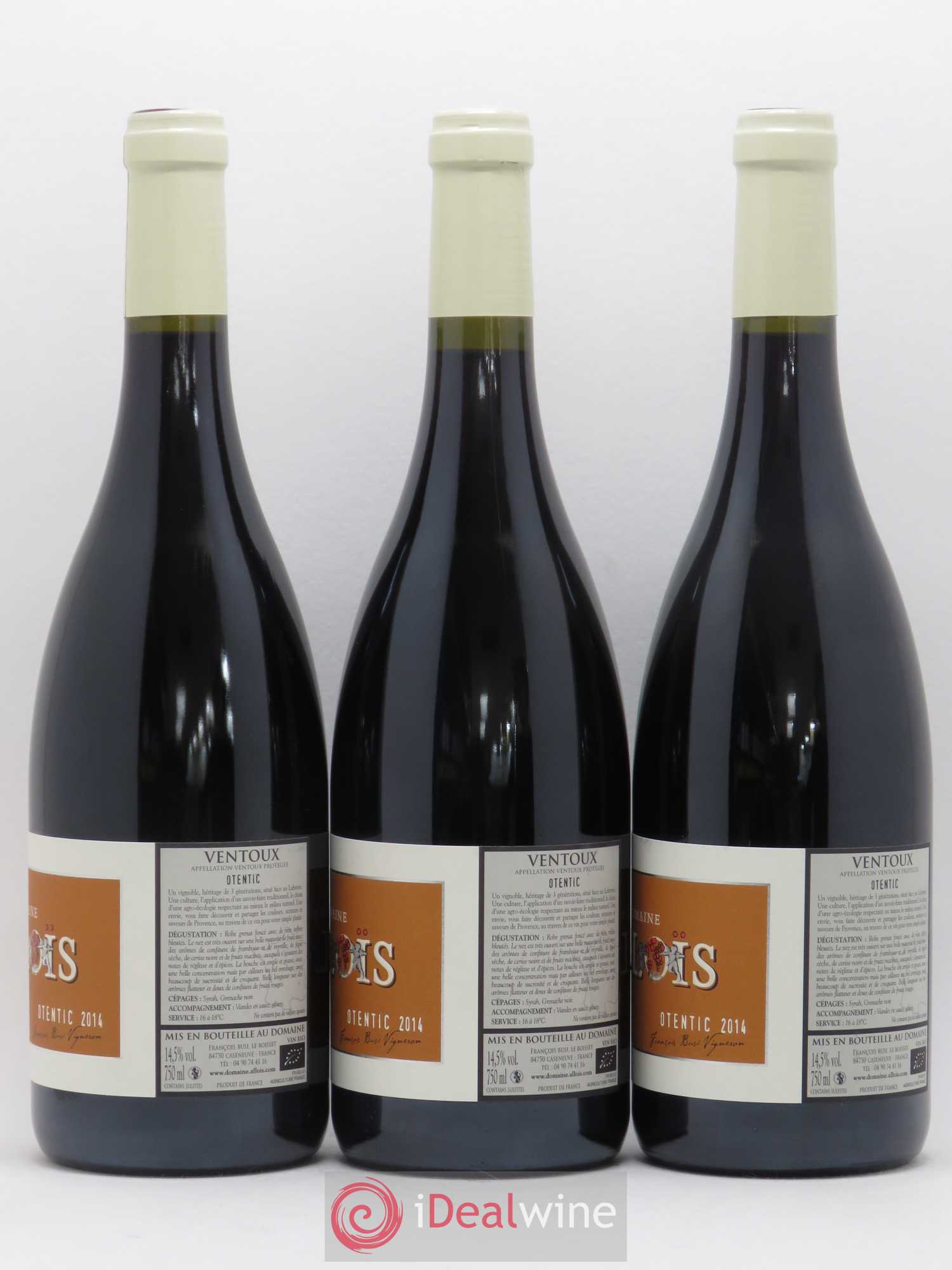Ventoux Otentic Alloïs (sans prix de réserve) 2014 - Posten von 3 Flaschen - 1