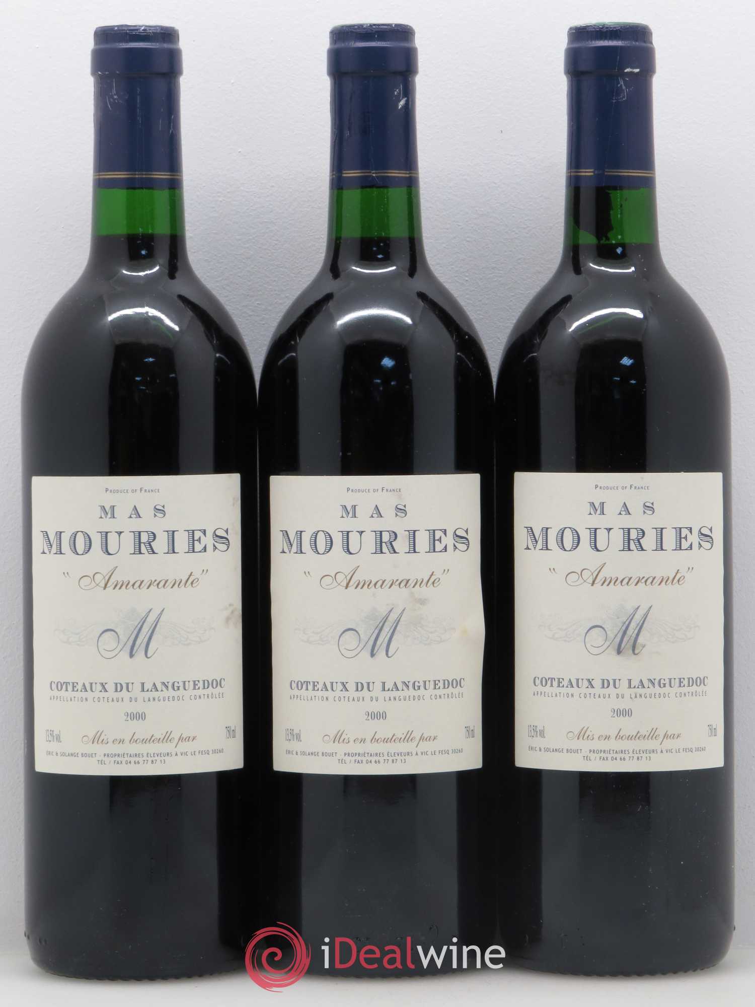 Languedoc Mas Mouriès Amarante (sans prix de réserve) 2000 - Posten von 3 Flaschen - 0