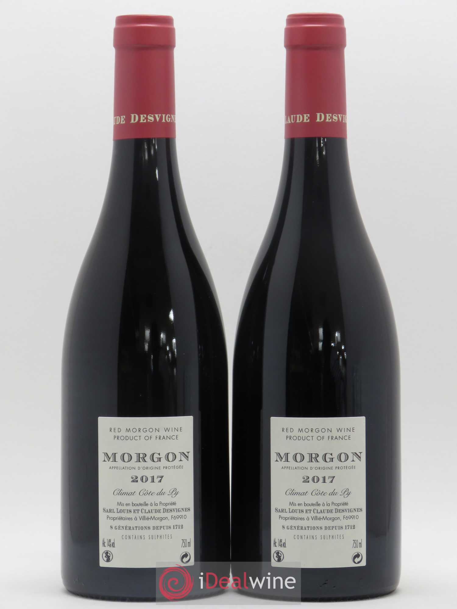 Morgon Côte du Py Louis-Claude Desvignes (sans prix de réserve) 2017 - Lot de 2 bouteilles - 1