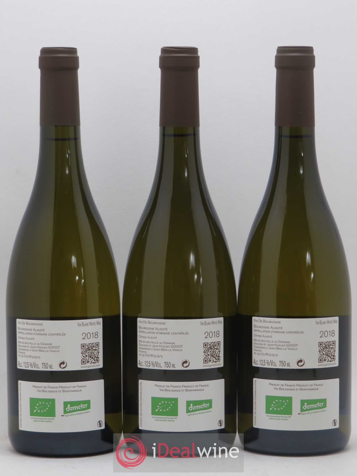 Bourgogne aligoté Domaine Goisot (sans prix de réserve) 2018 - Posten von 3 Flaschen - 1