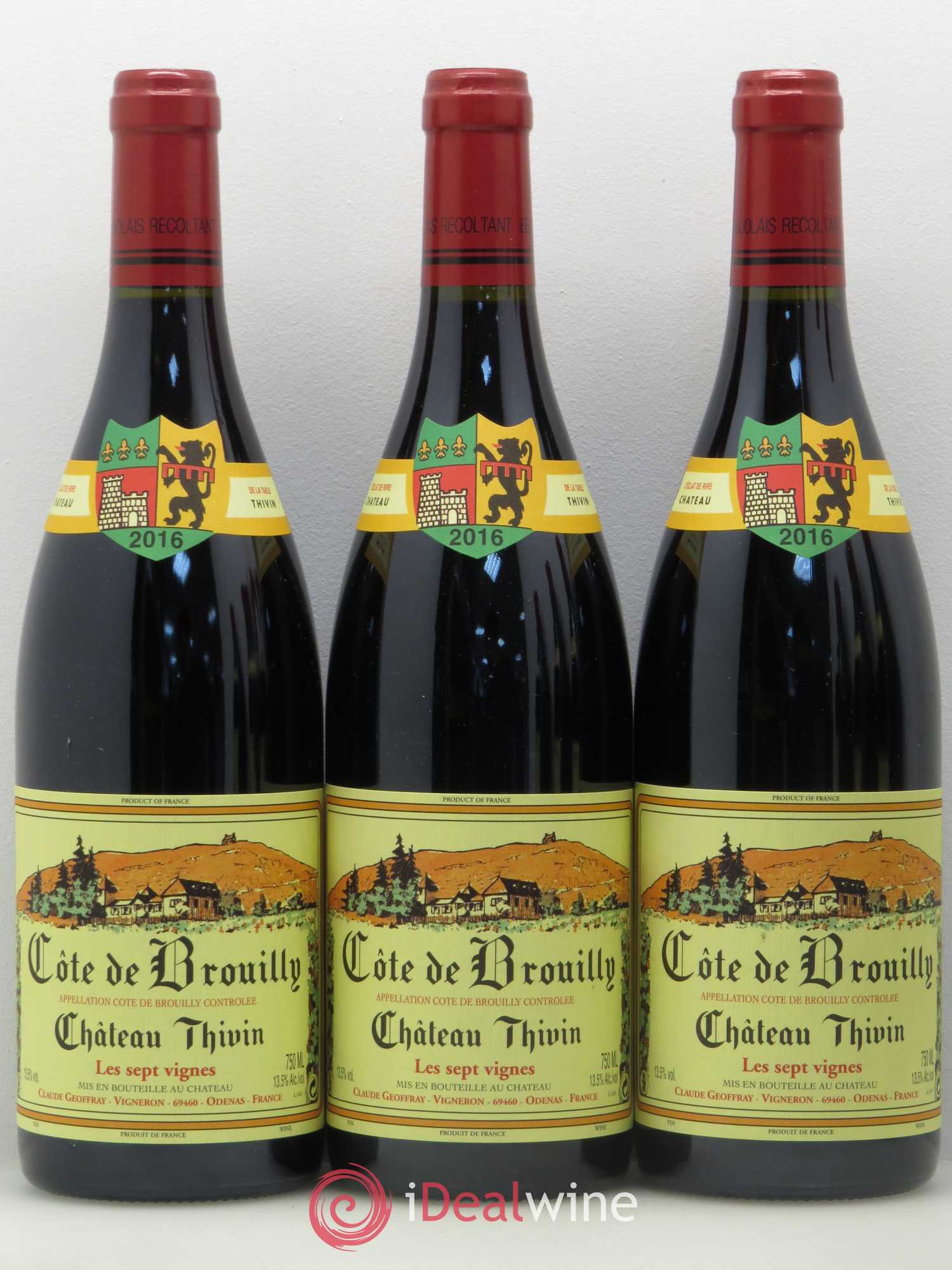 Côte de Brouilly Les 7 Vignes Château Thivin (sans prix de réserve) 2016 - Lot de 6 bouteilles - 1