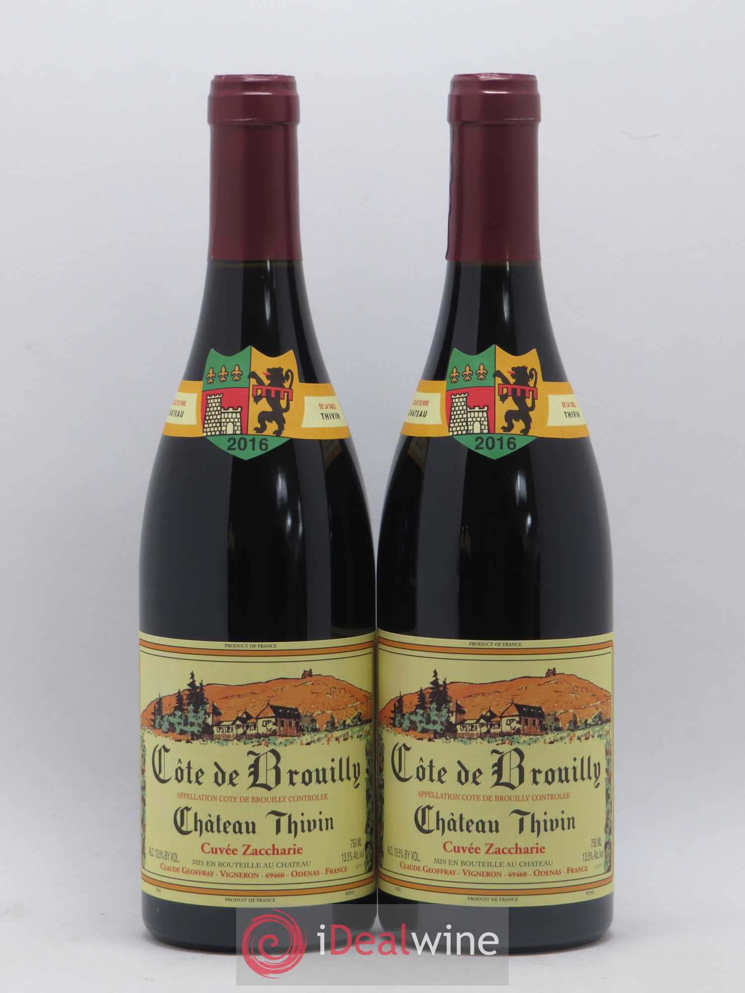 Côte de Brouilly Cuvée Zaccharie Château Thivin (sans prix de réserve) 2016 - Lot de 2 bouteilles - 0