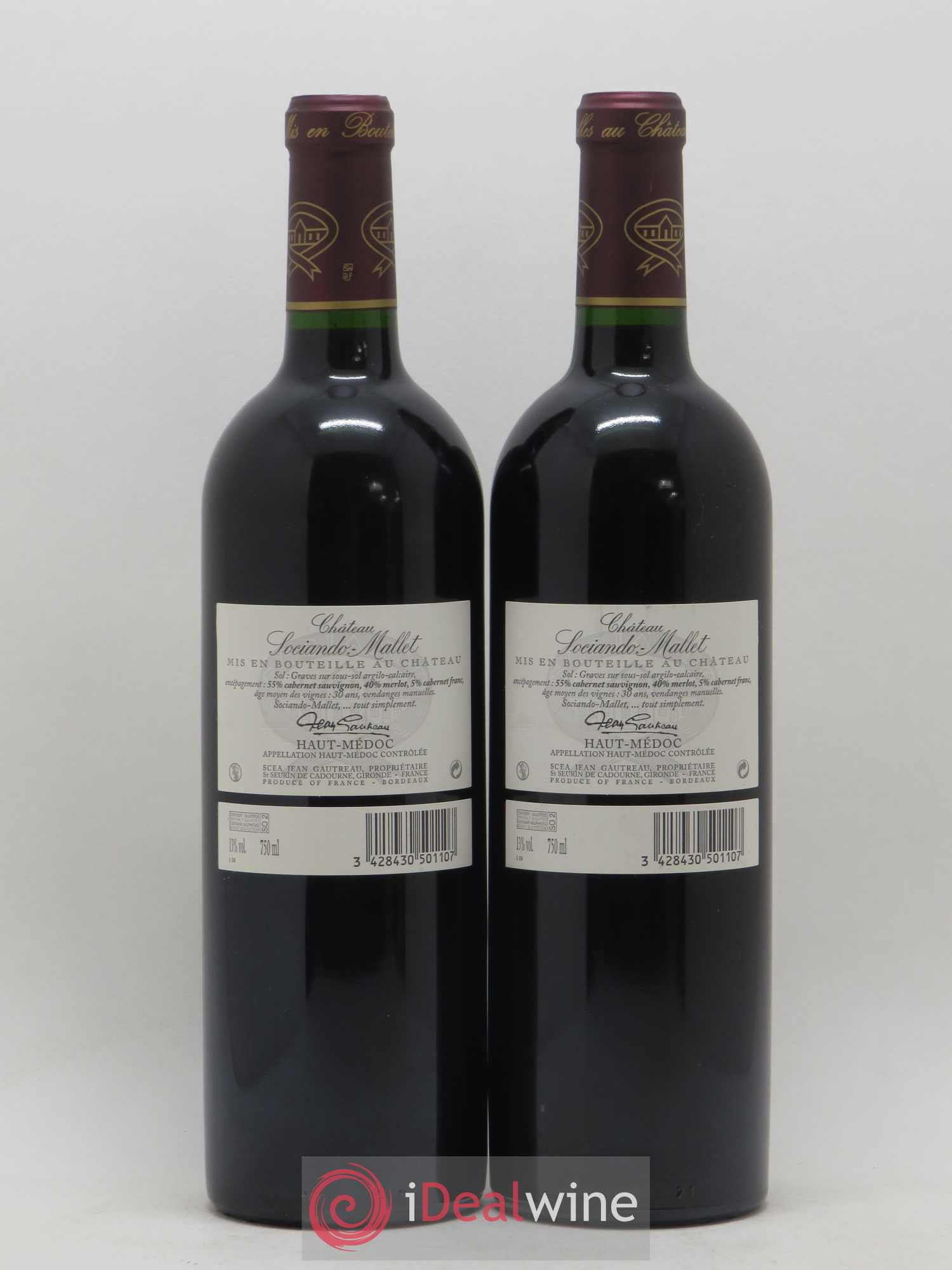 Château Sociando Mallet 2005 - Lot de 2 bouteilles - 1