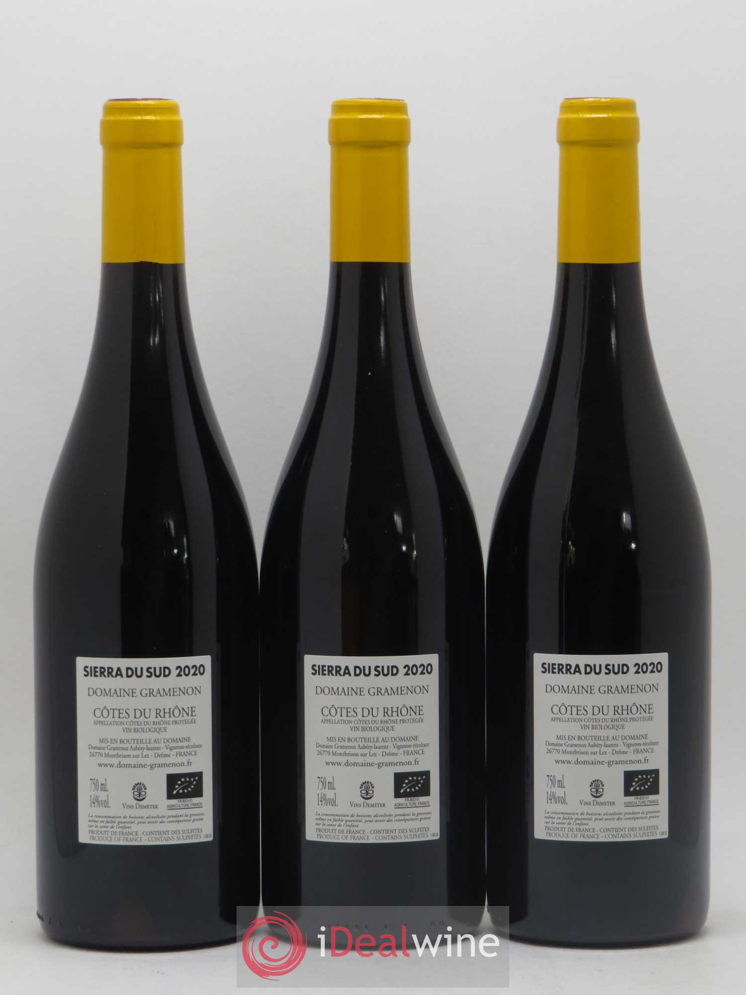Côtes-du-Rhône Sierra du Sud Gramenon (Domaine) 2020 - Lot de 3 bouteilles - 1