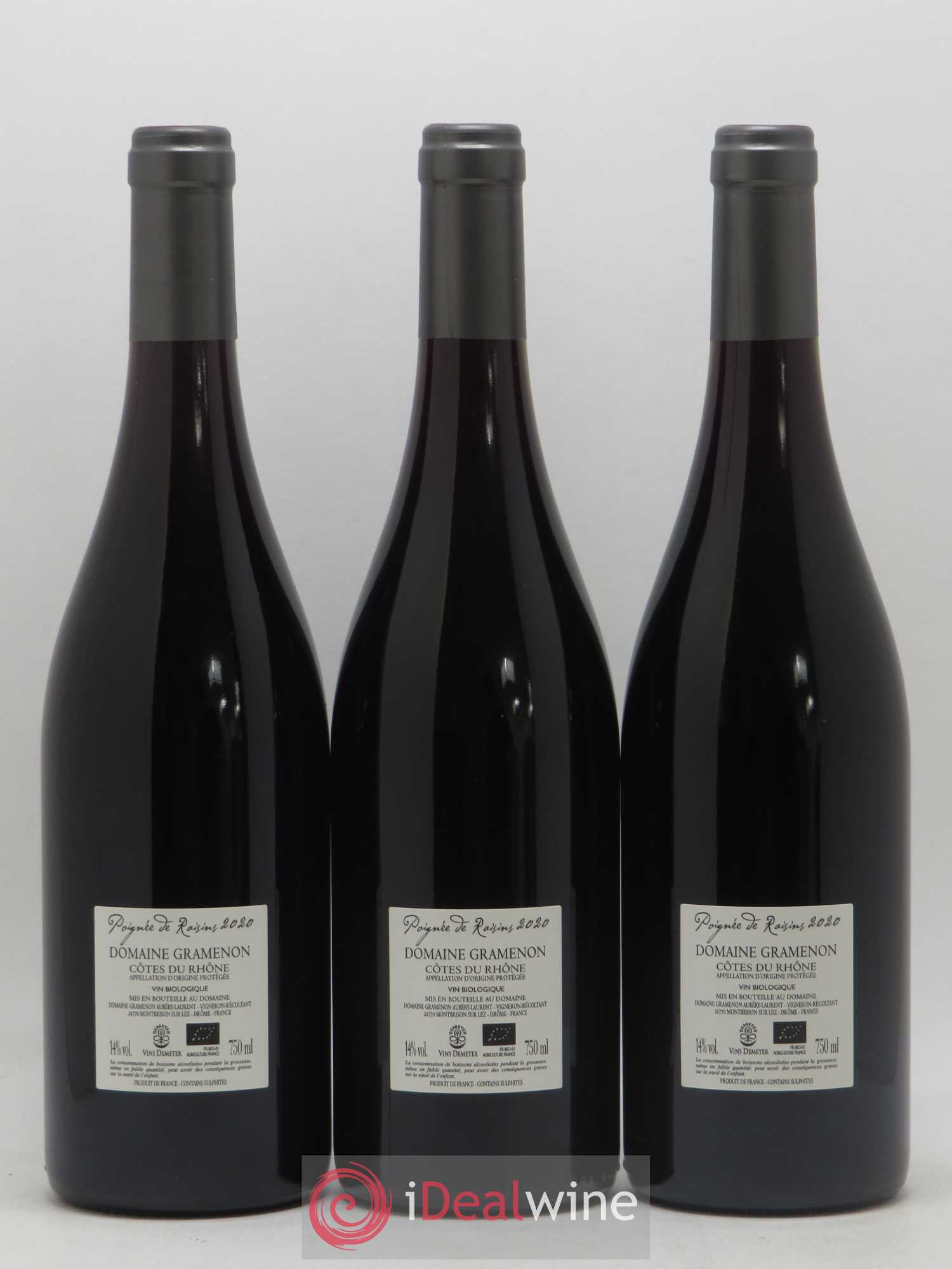 Côtes-du-Rhône Poignée de raisins Gramenon (Domaine) 2020 - Lot de 3 bouteilles - 1