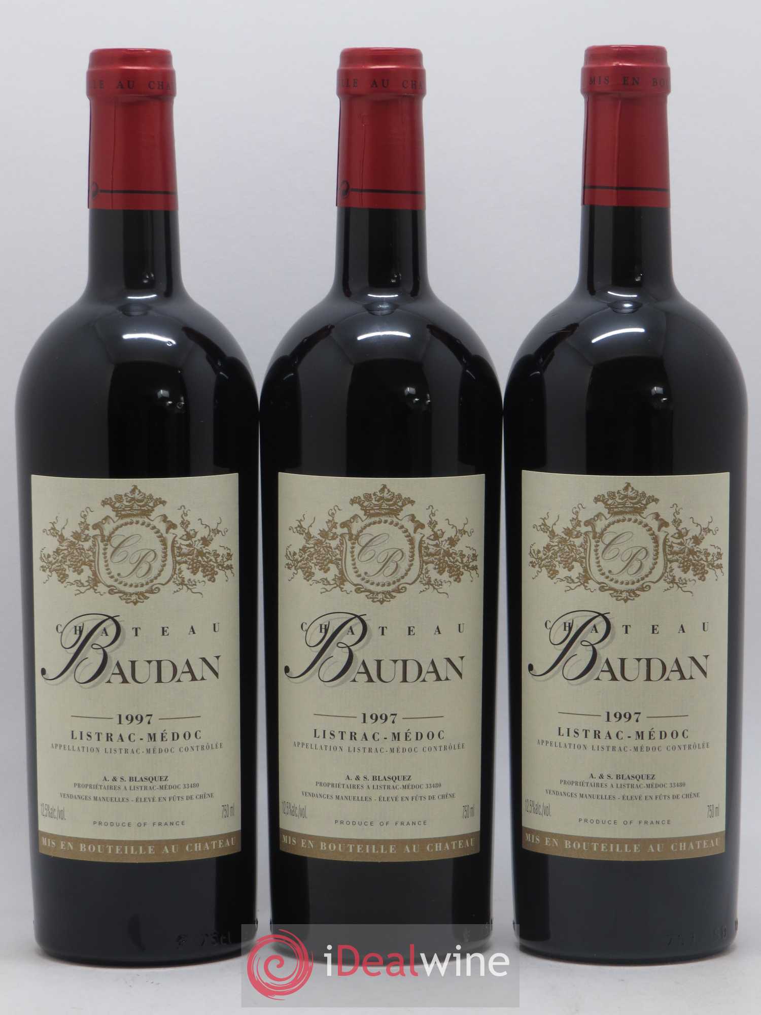 Listrac-Médoc Château Baudan (sans prix de réserve) 1997 - Posten von 3 Flaschen - 0