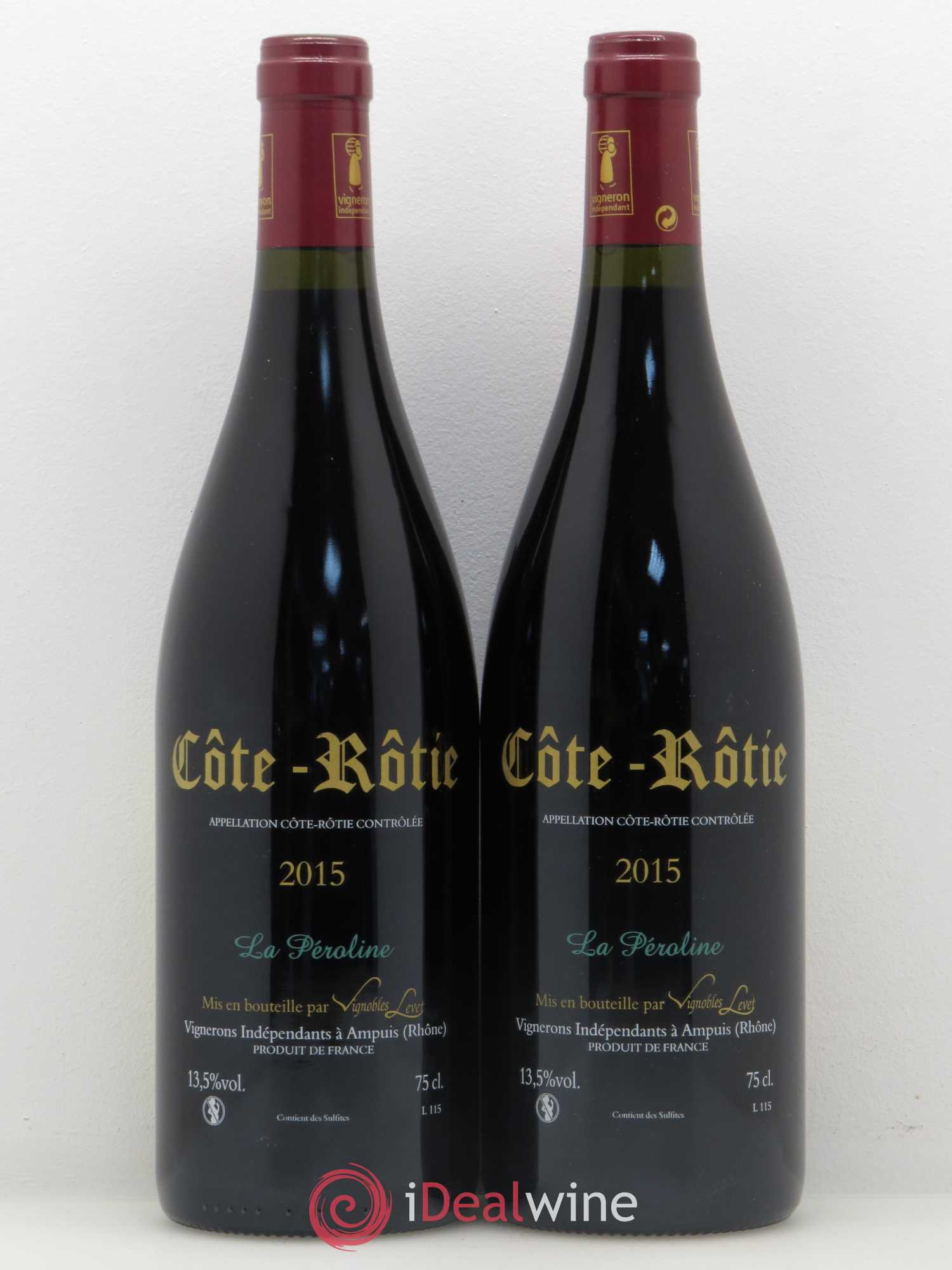 Côte-Rôtie La Péroline Vignobles Levet (sans prix de réserve) 2015 - Lot de 2 bouteilles - 1