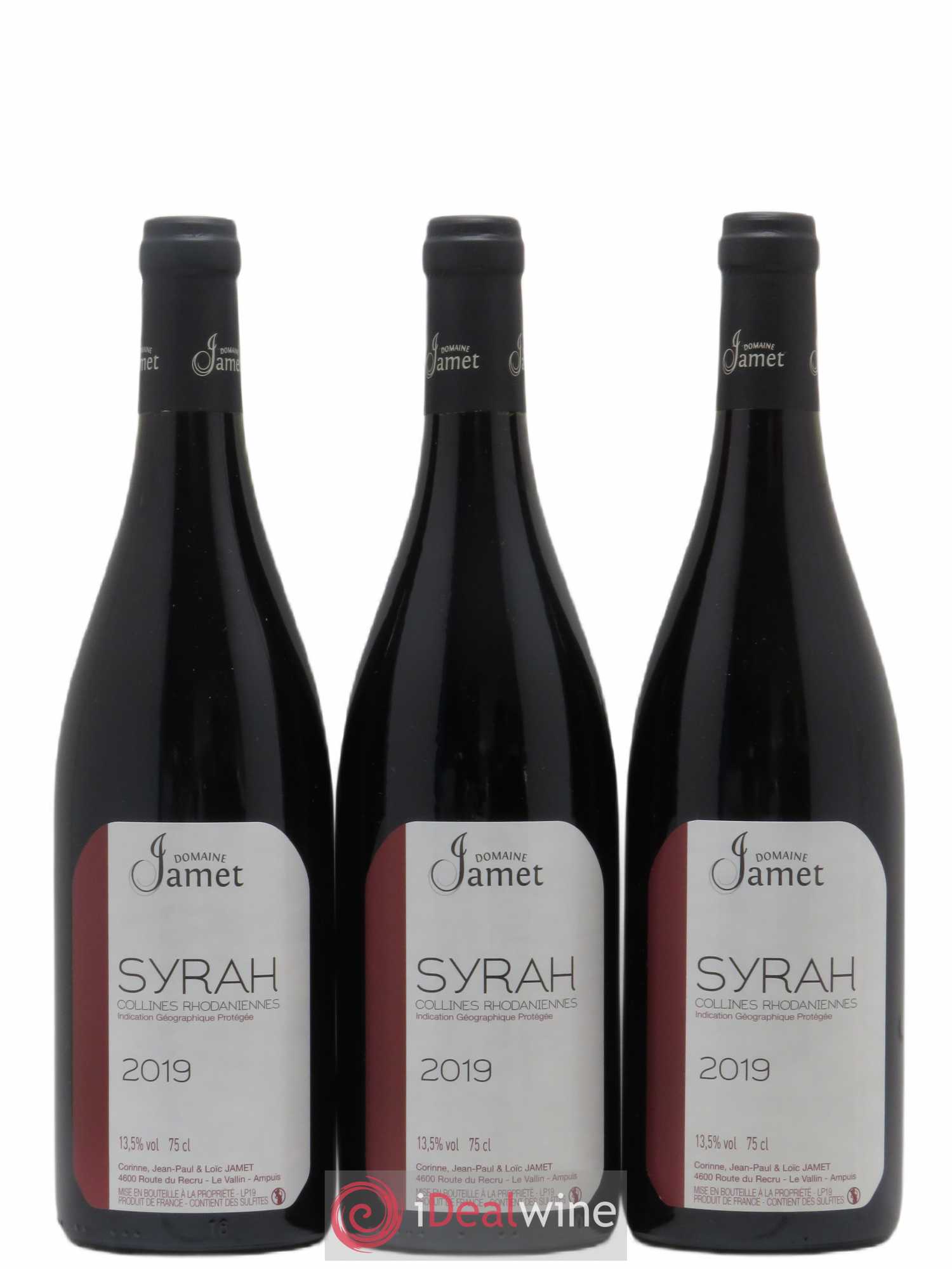 Collines Rhodaniennes Syrah Jamet (Domaine) (sans prix de réserve) 2019 - Lot de 3 bouteilles - 0