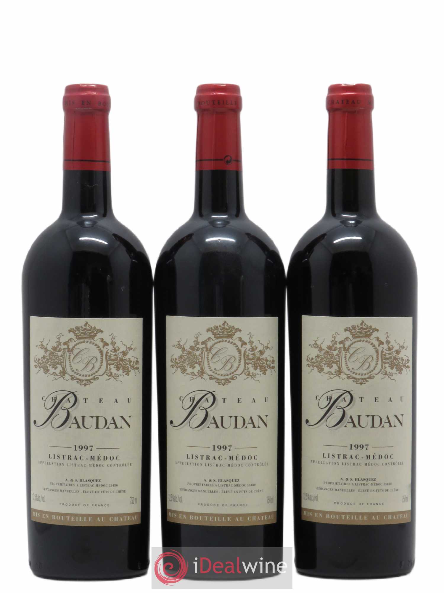 Listrac-Médoc Château Baudan (sans prix de réserve) 1997 - Posten von 3 Flaschen - 0