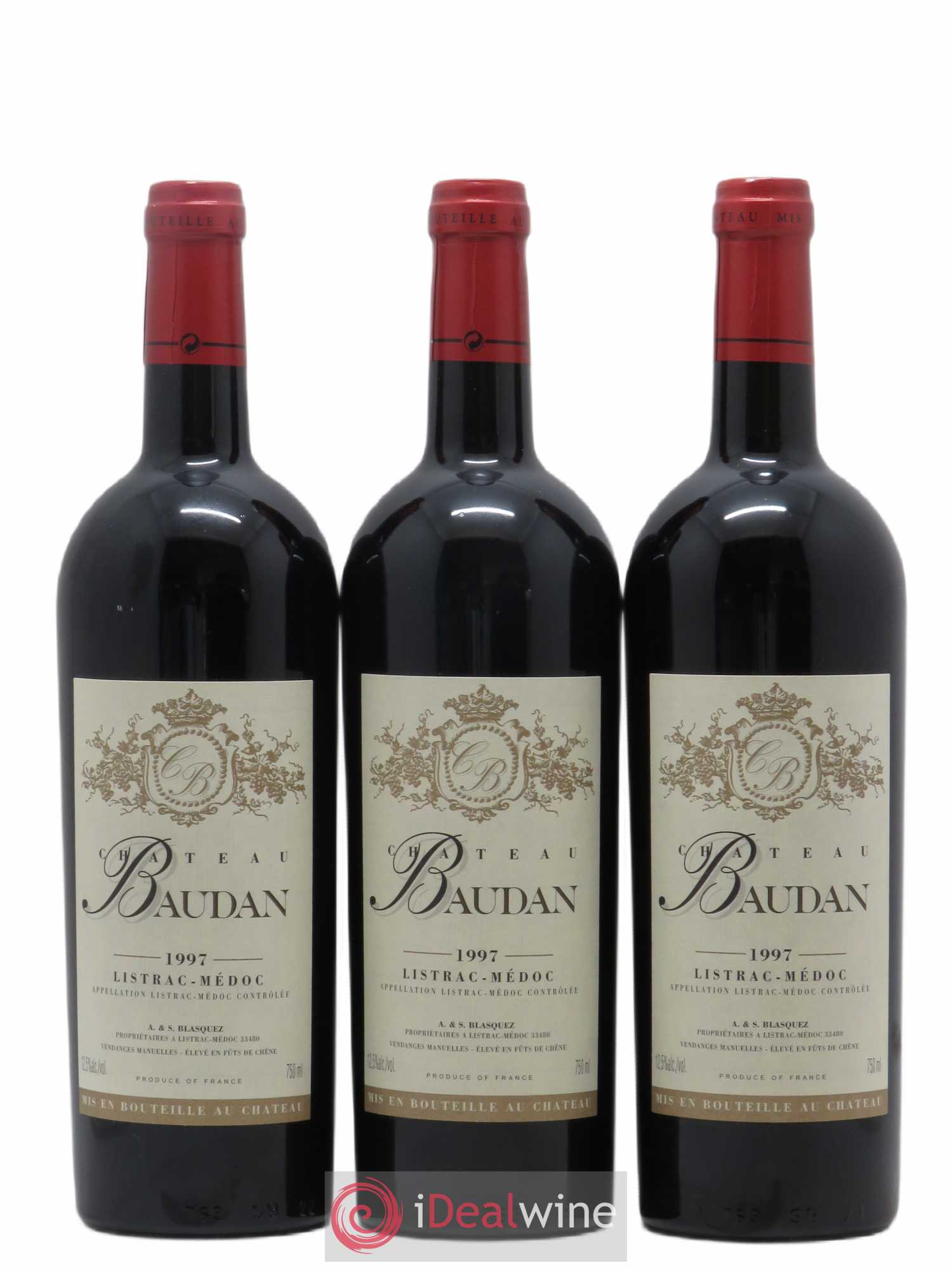 Listrac-Médoc Château Baudan (sans prix de réserve) 1997 - Posten von 3 Flaschen - 0