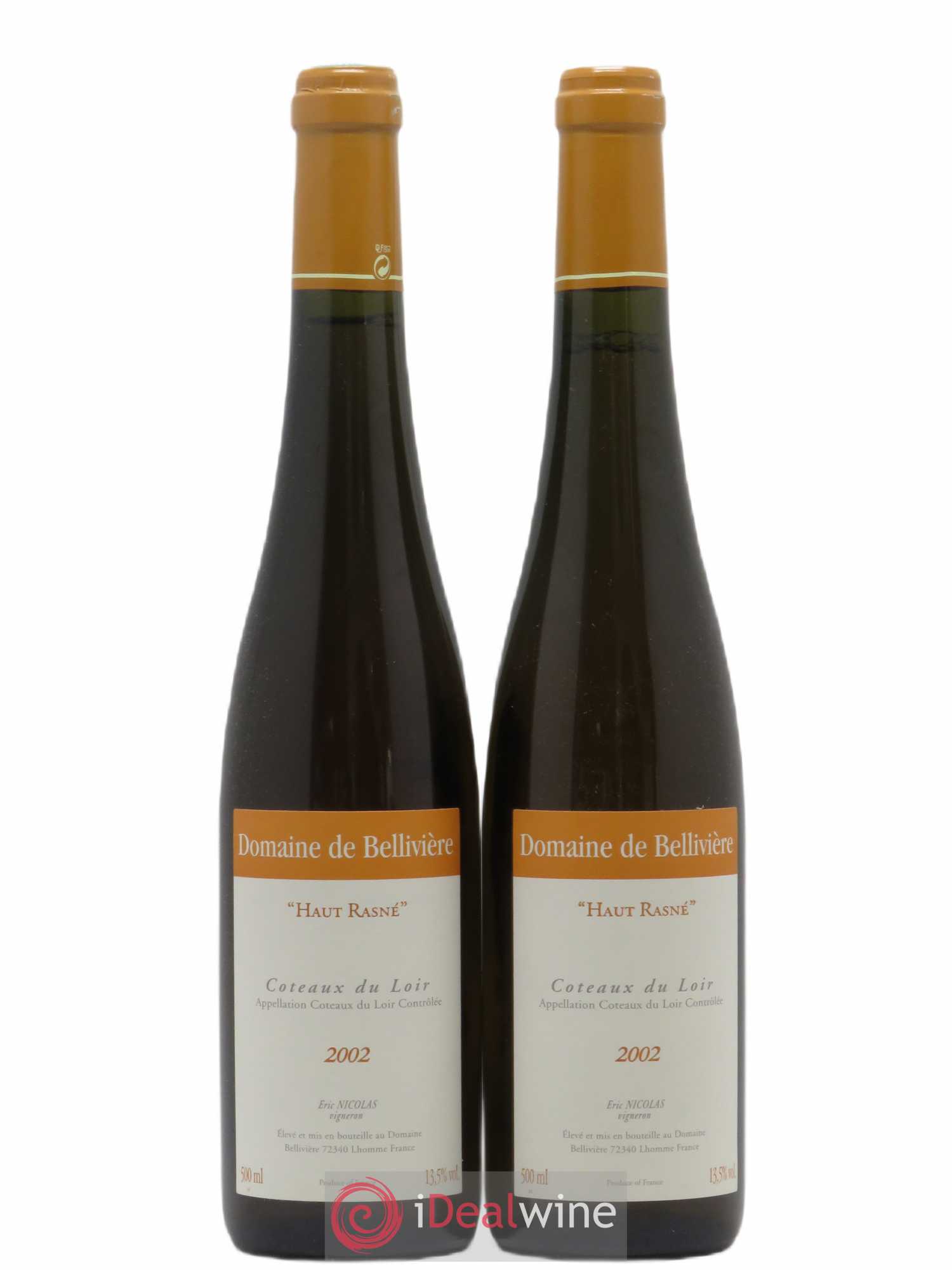 Coteaux du Loir Haut Rasné Domaine de Bellivière 50Cl 2002 - Posten von 2 Flaschen - 0