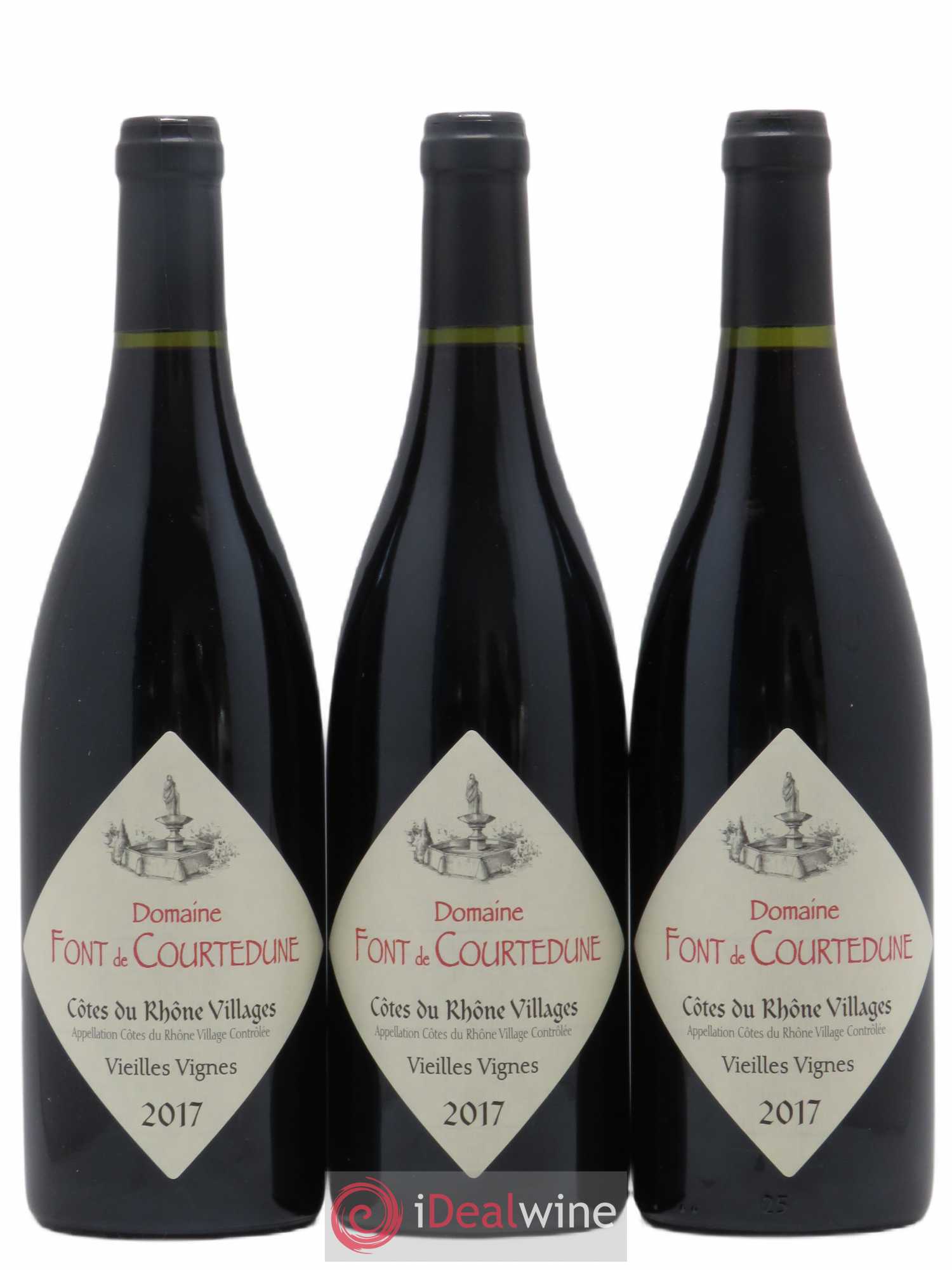 Côtes-du-Rhône Village Domaine Font de Courtedune (sans prix de réserve) 2017 - Posten von 3 Flaschen - 0